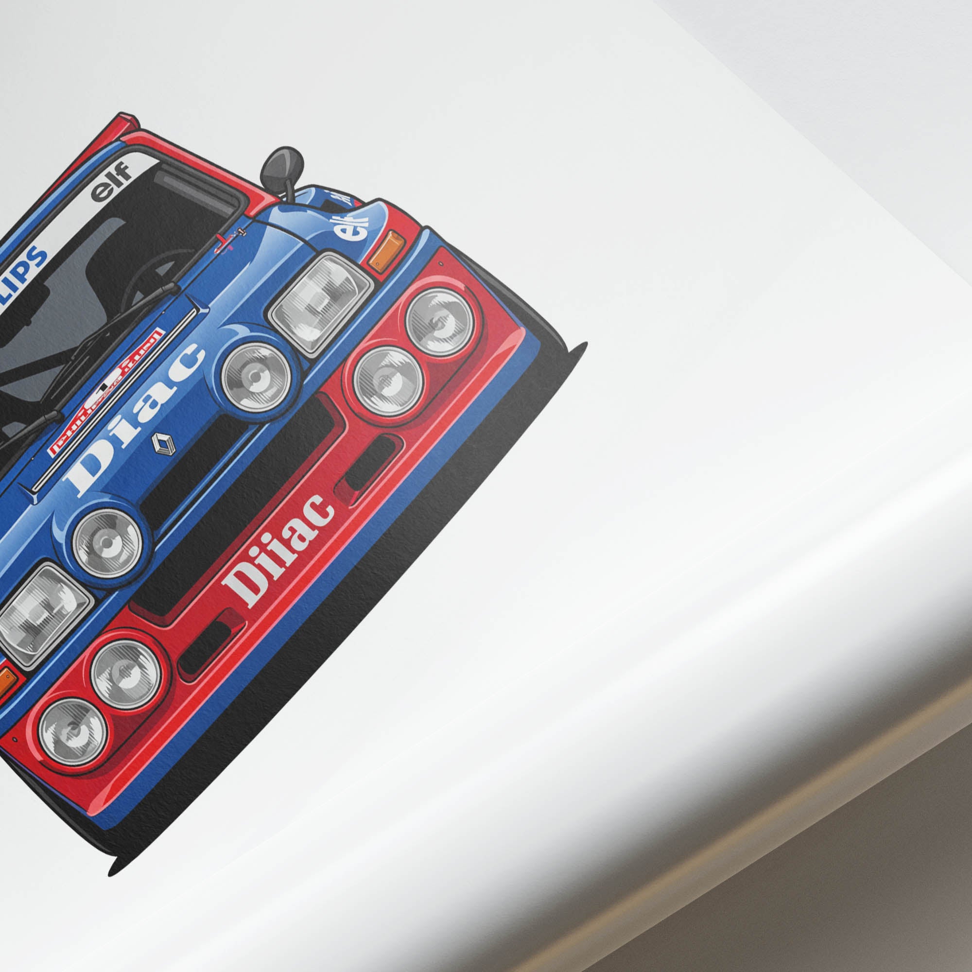 Renault 5 Maxi Turbo Poster - 1985 Blue Red Livery Vintage Racing Print