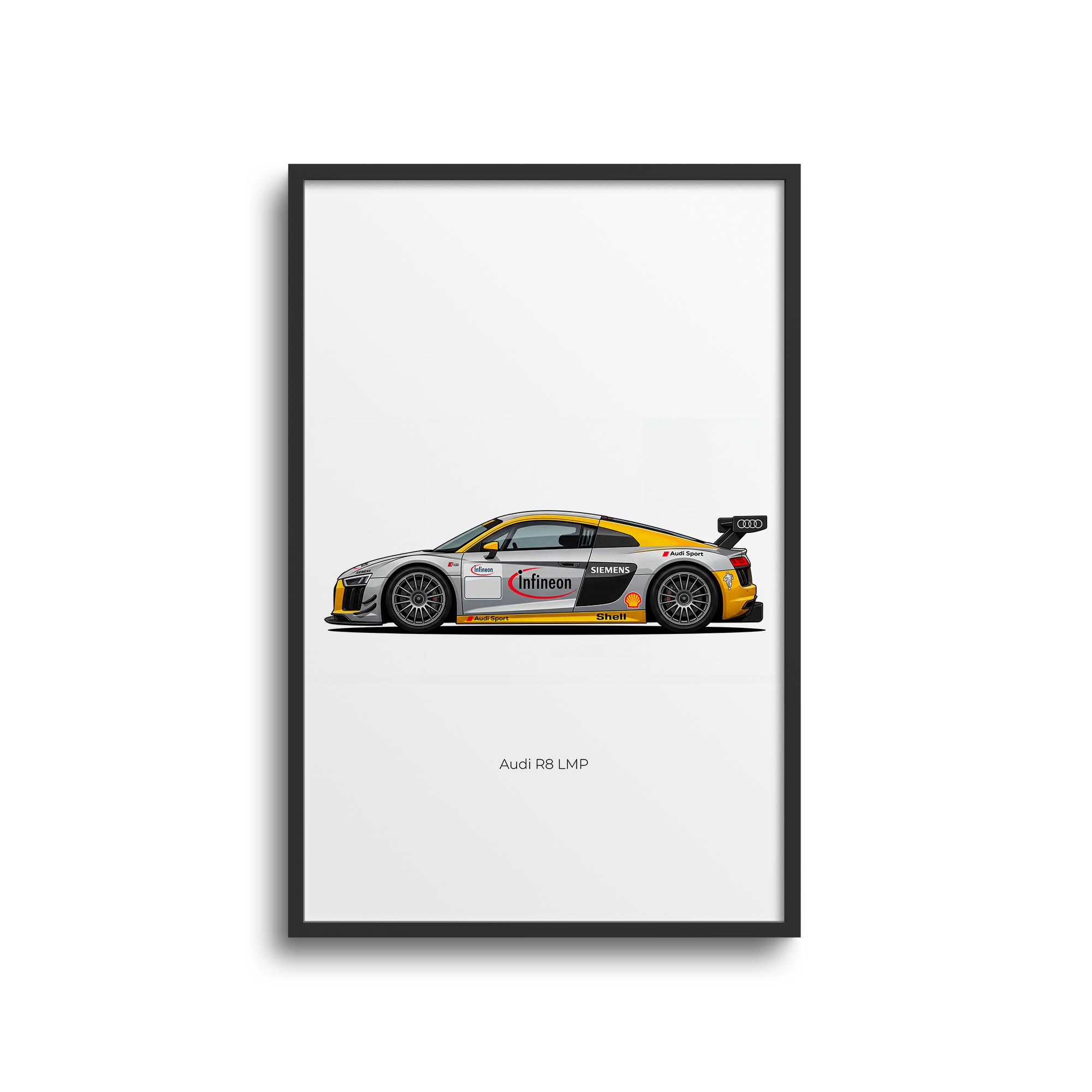 Audi R8 LMP Poster – 2001 Infineon Silver Yellow Livery Race Car Print