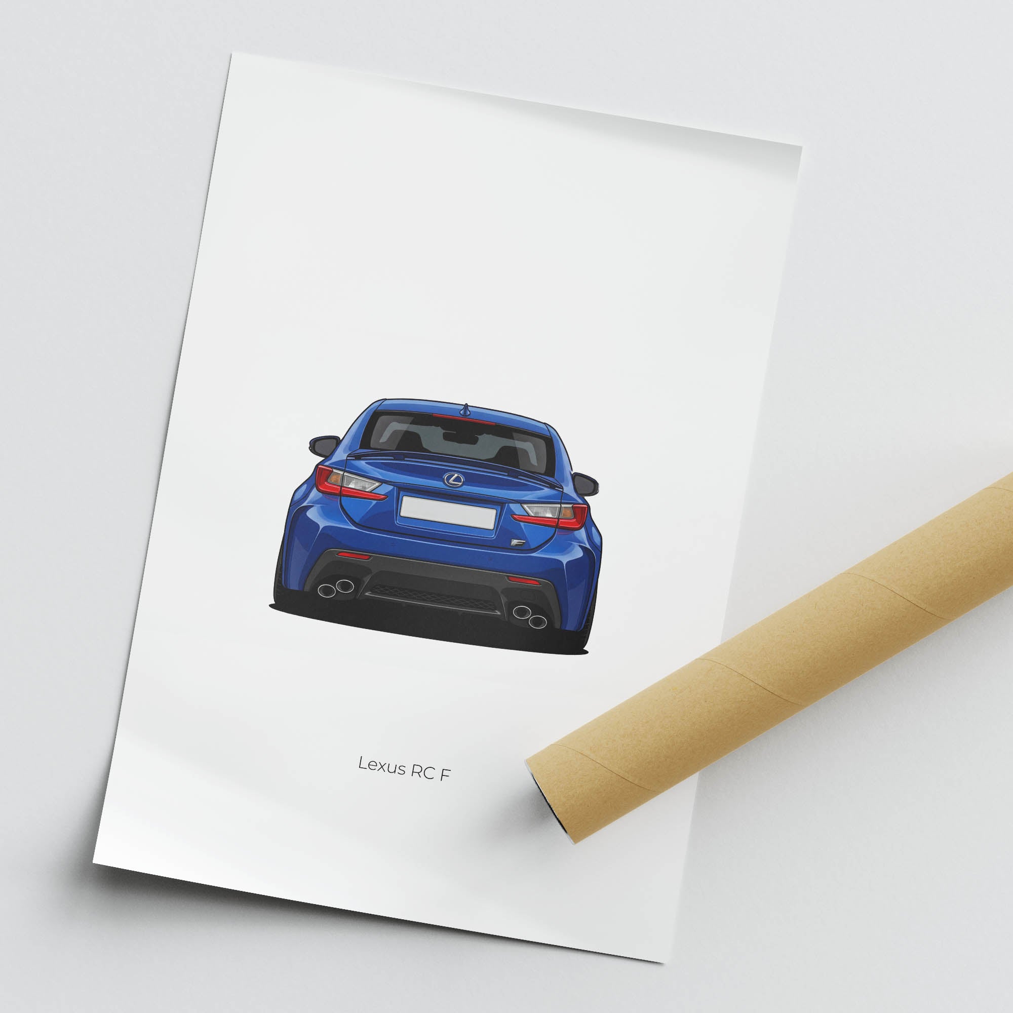 Lexus RC F Poster – 2015 Ultrasonic Blue Mica Car Wall Art, Rear View Print