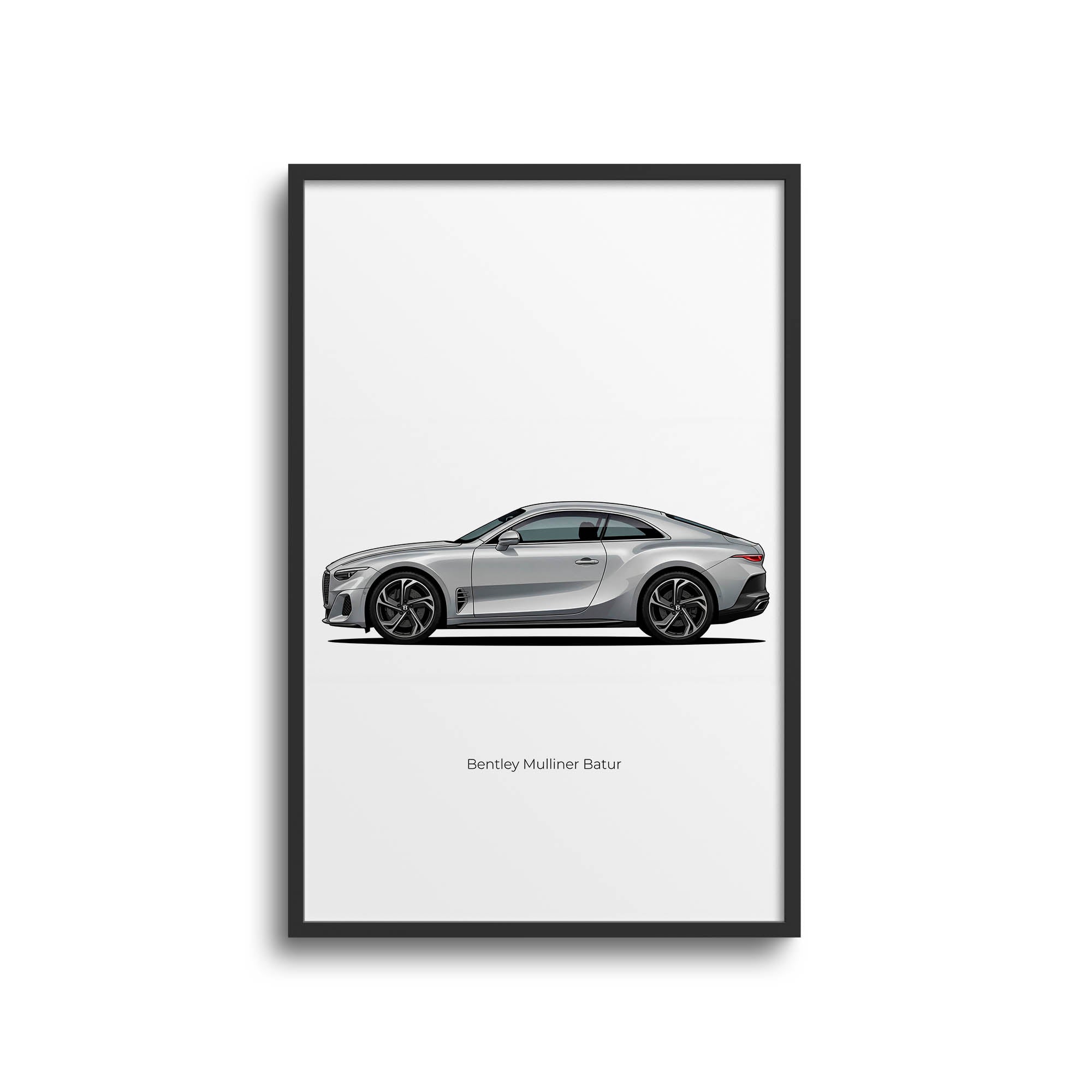2023 Bentley Mulliner Batur Bonneville Pearlescent Silver Side View Poster