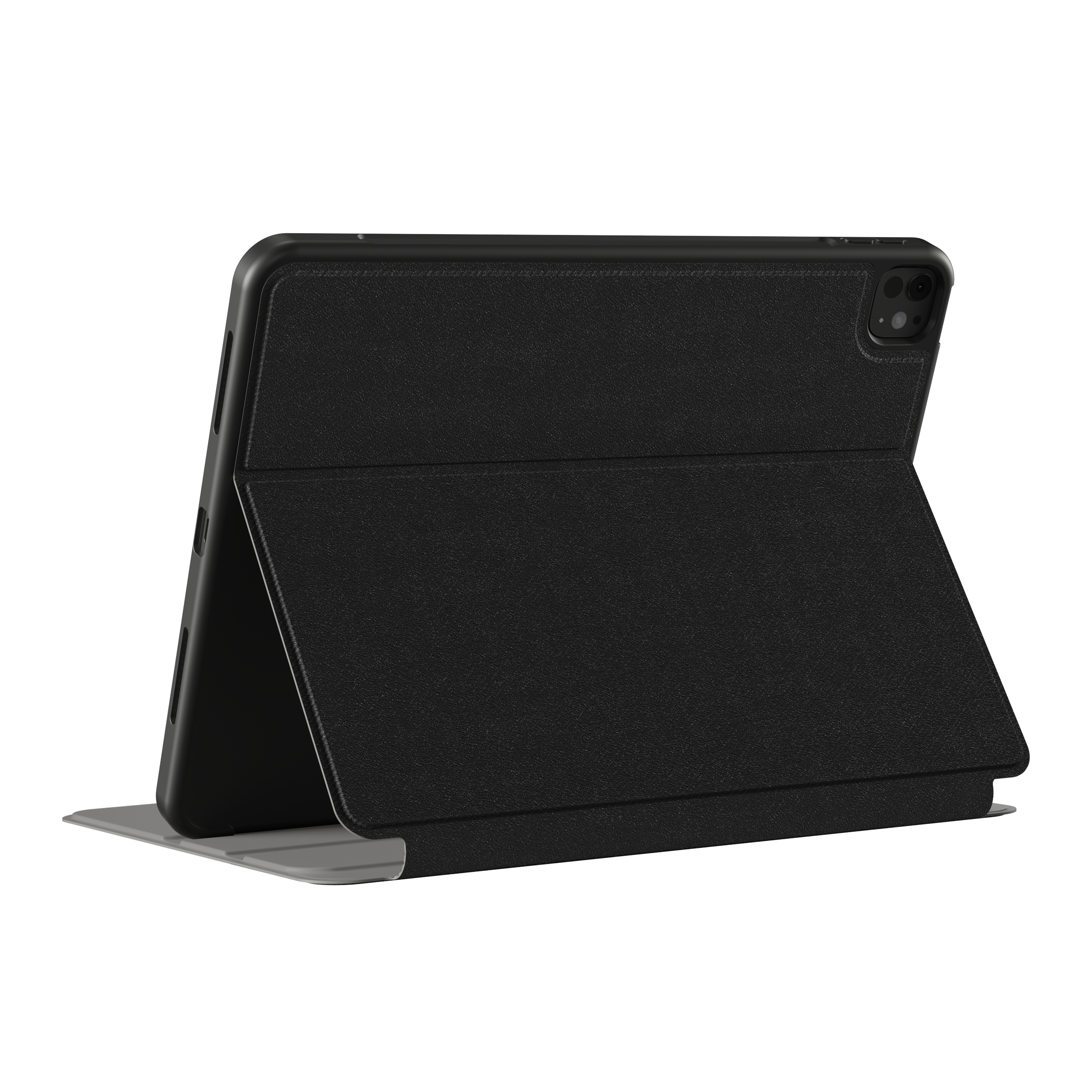 a black tablet case with a sleek, modern design.