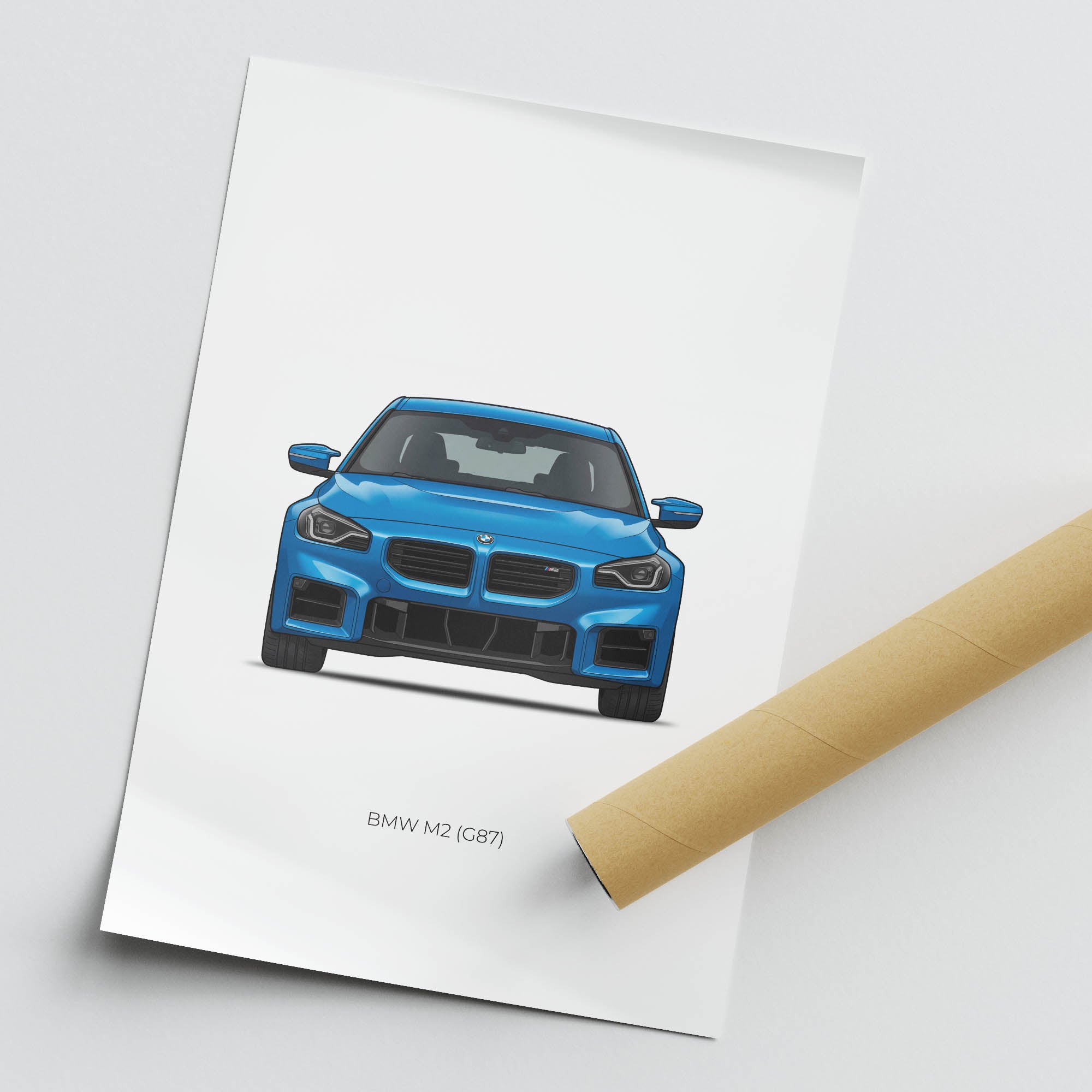 BMW M2 Poster – 2024 M2 G87 Zandvoort Blue Front View Car Print