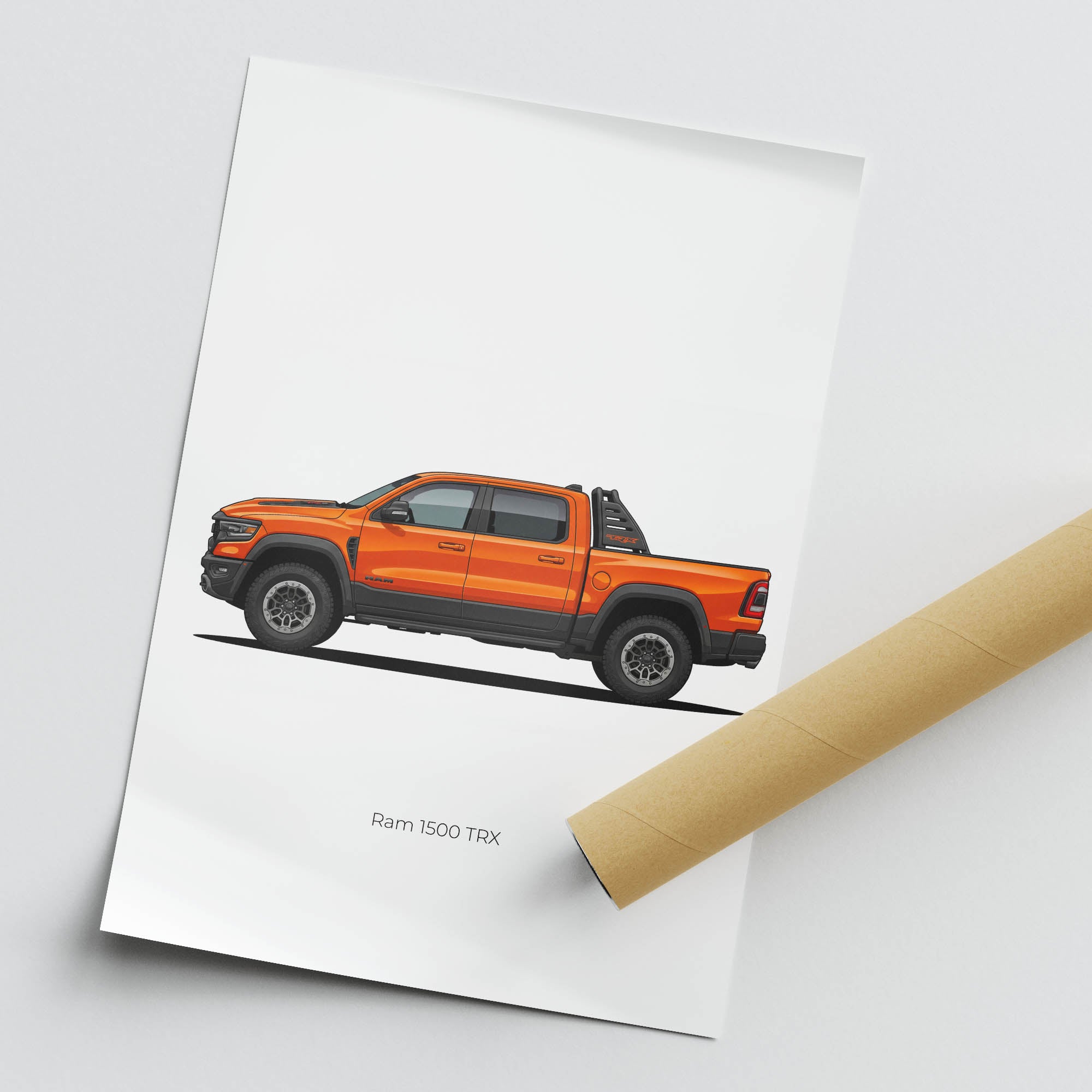 Ram 1500 Trx Poster - 2021 Ignition Orange Pickup Truck Print Artwork