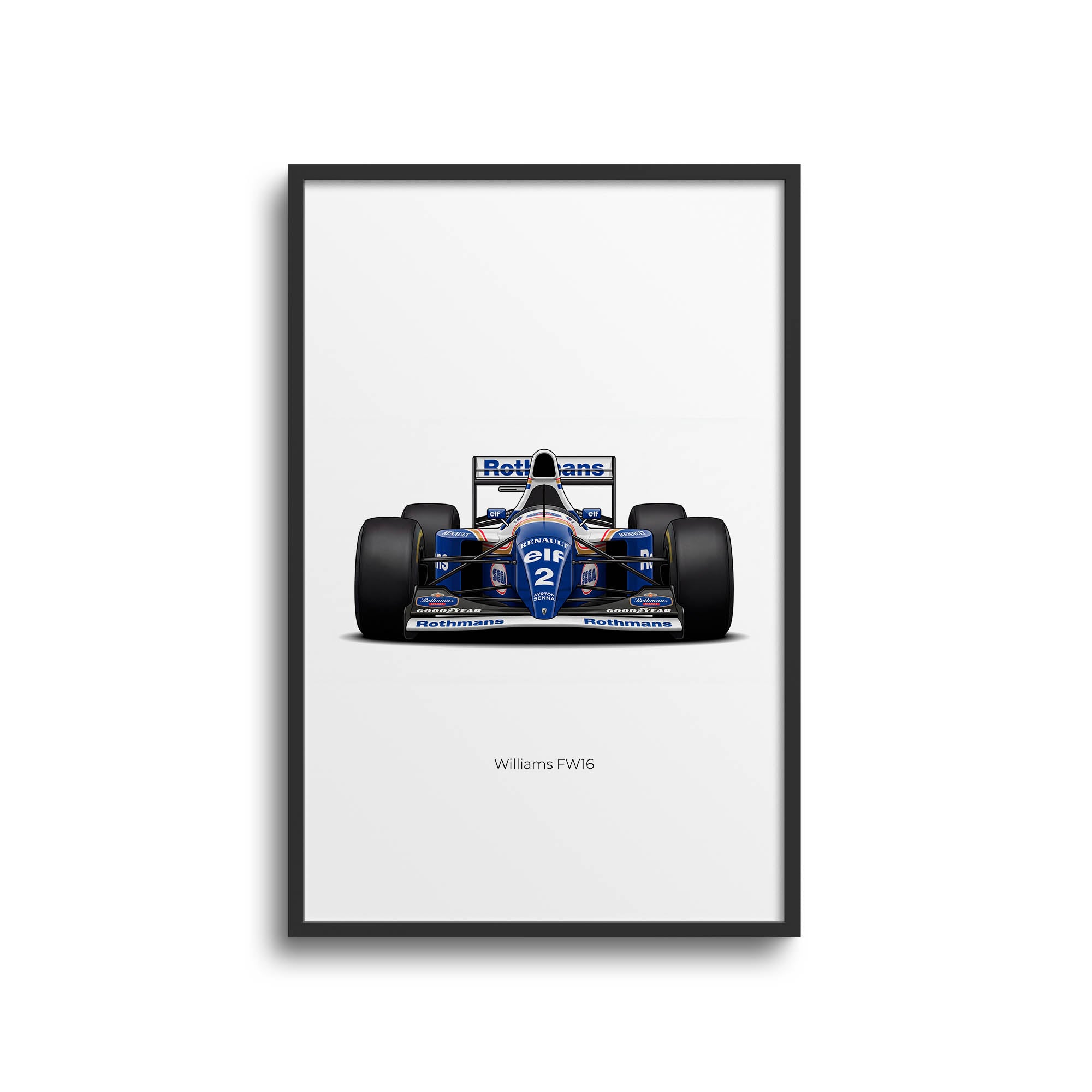 Williams Fw16 Poster – 1994 Ayrton Senna Rothmans Blue White Livery Print