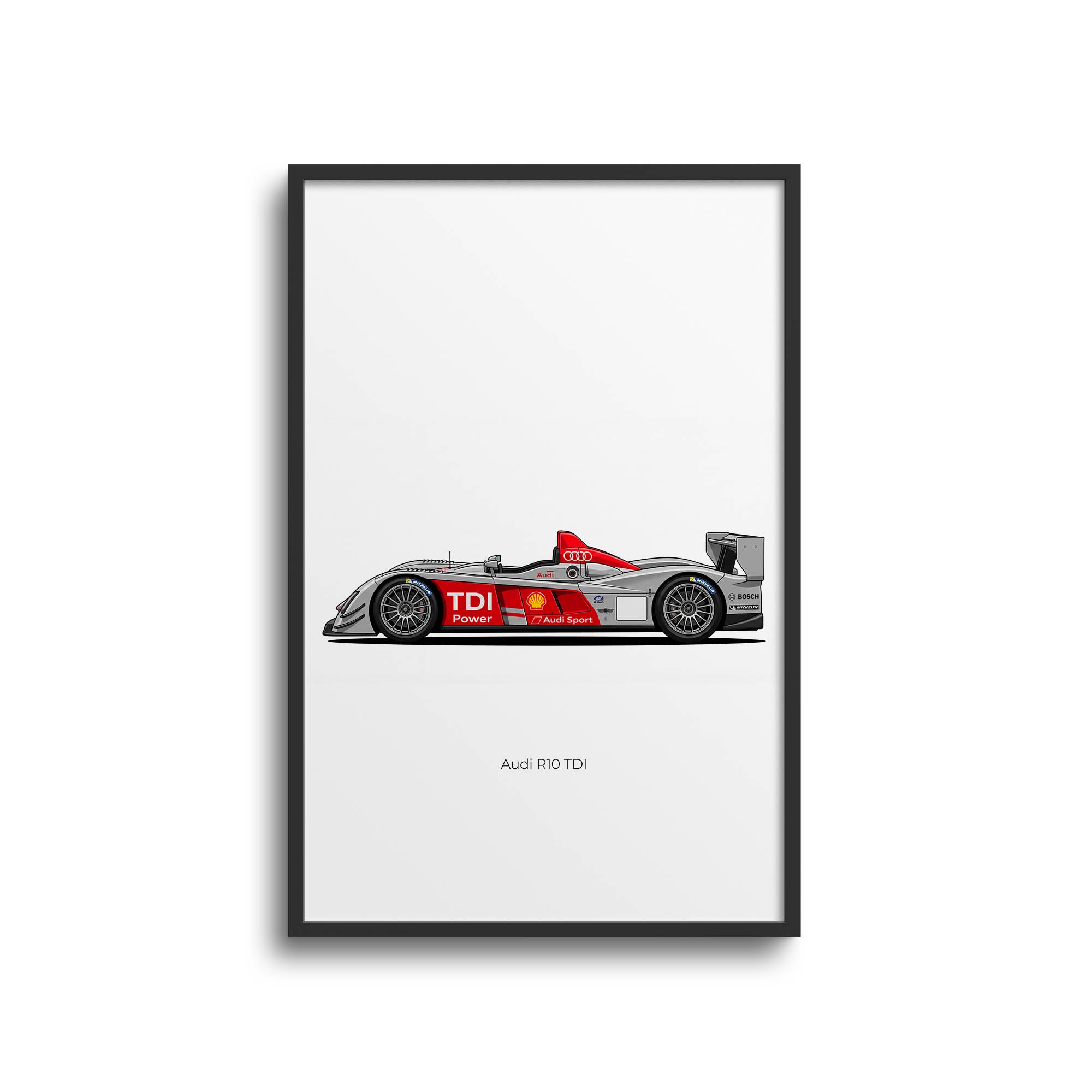 Audi R10 Tdi Poster – 2006 Audi Sport Silver Red Livery Race Car Print
