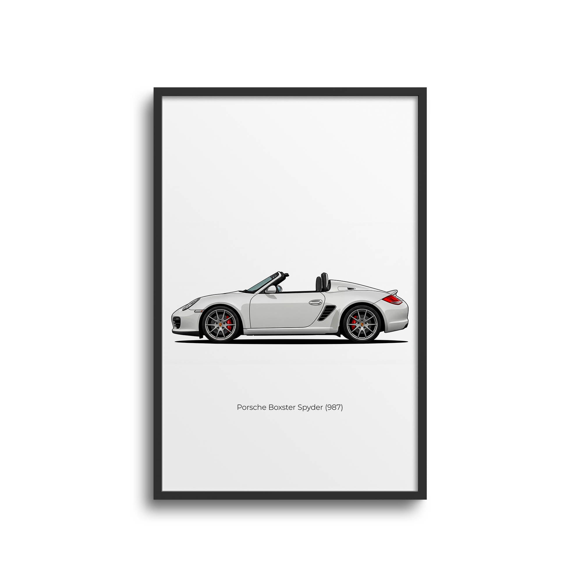 Porsche Boxster Spyder 2011 Sports Car Poster - White Carrera Side View Art