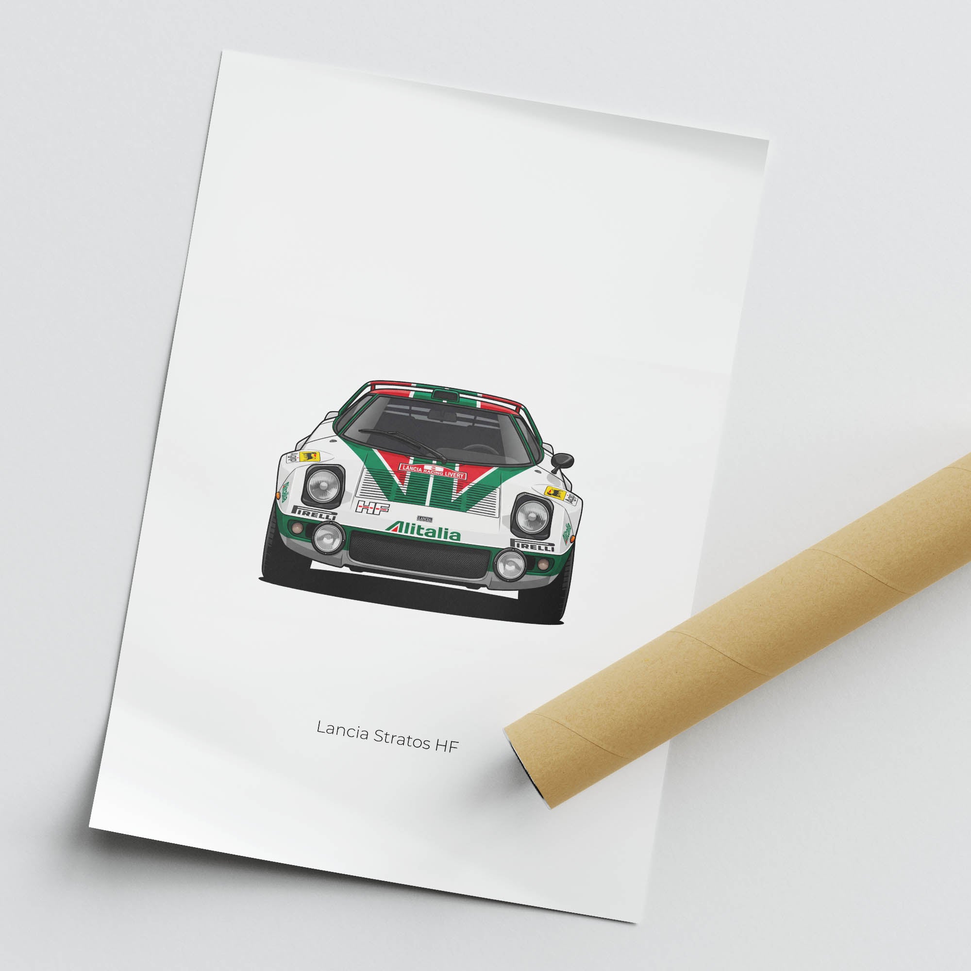 Lancia Stratos Poster – 1974 Alitalia Racing Classic Rally Print Artwork