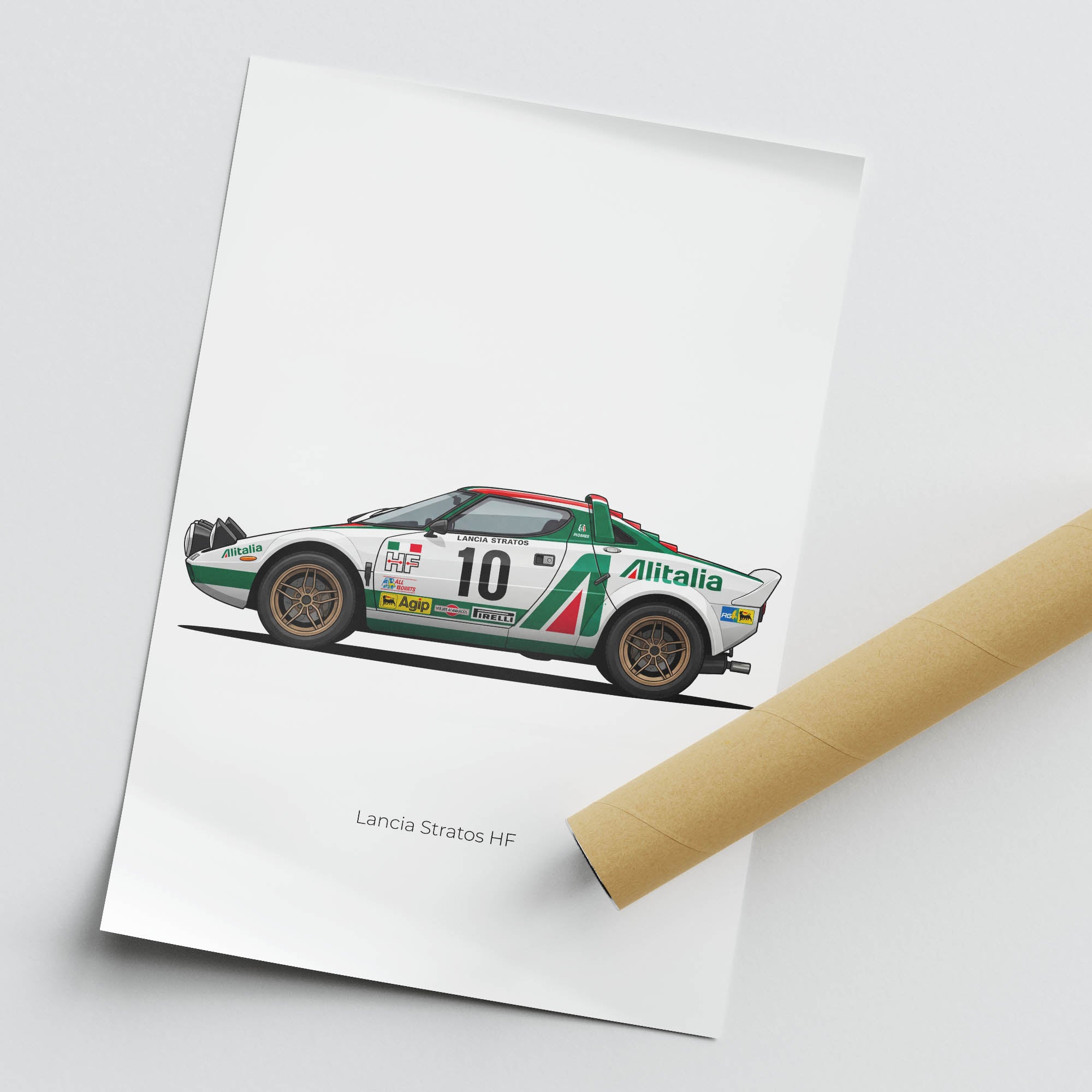 Lancia Stratos Poster – 1974 Alitalia Racing Rally Car Side View Print