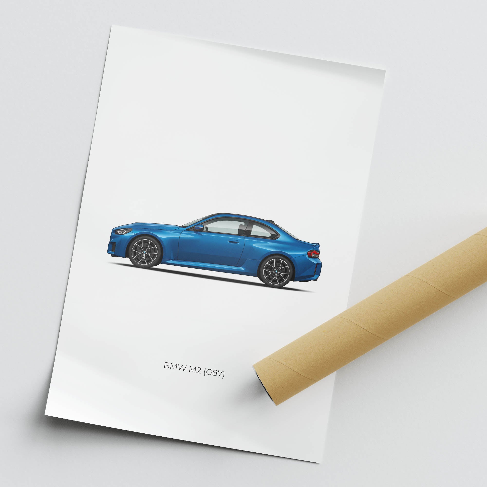 BMW M2 Poster – 2024 Zandvoort Blue Side View Car Wall Art Print
