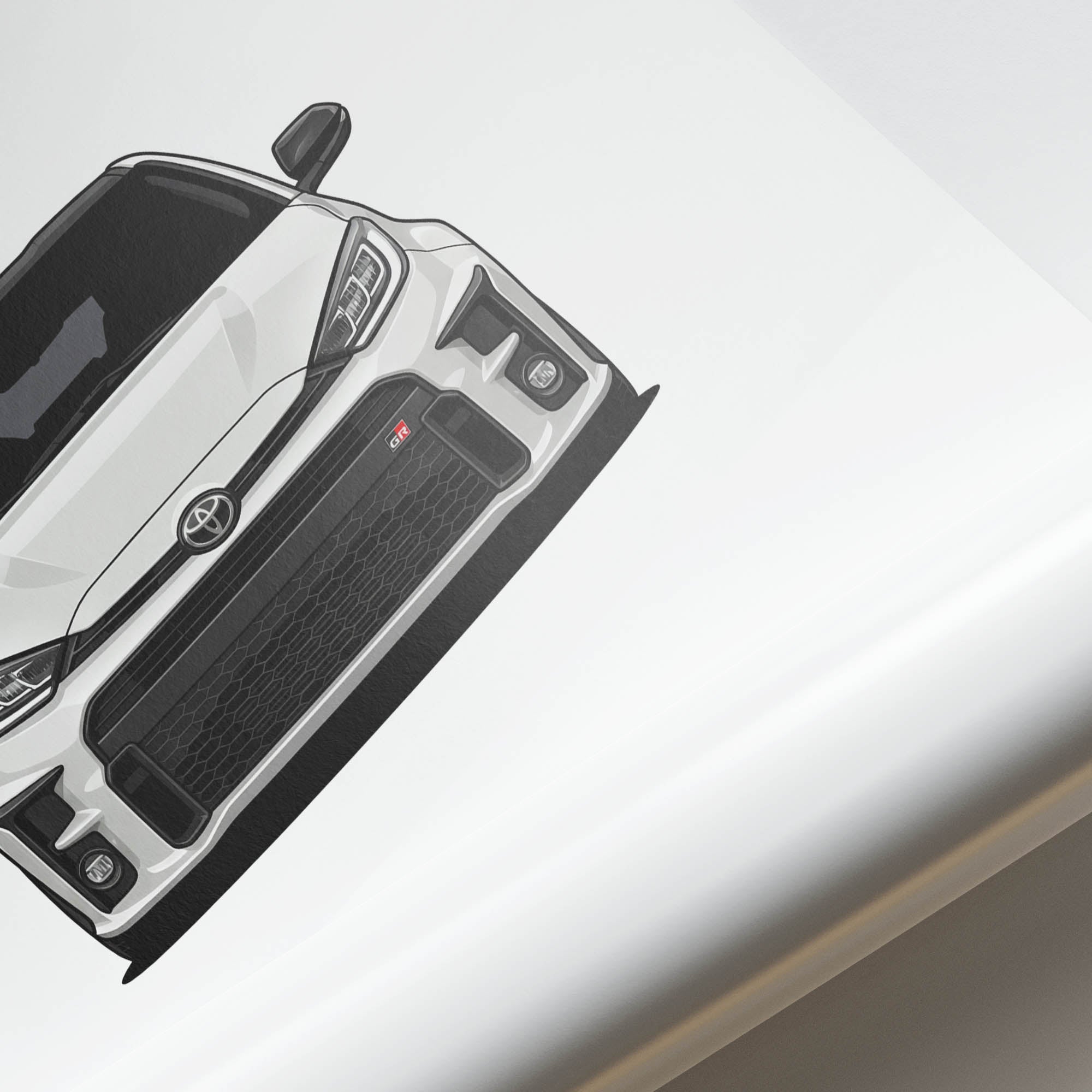 Toyota GR Yaris Poster – 2020 White Pearl Car Wall Art | Limited Edition Print