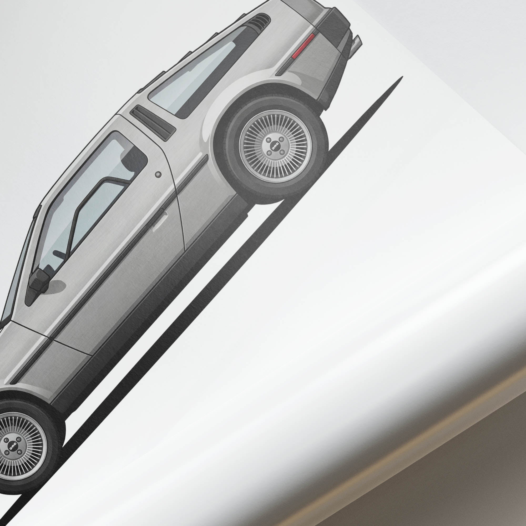 1981 DeLorean DMC 12 Brushed Stainless – Car Print (Side)