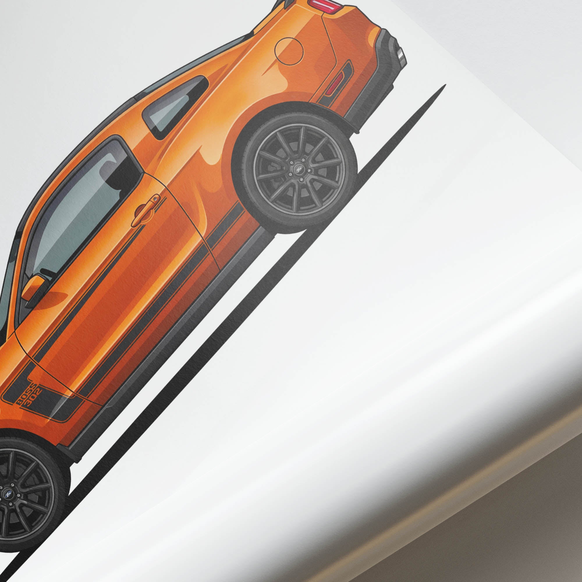 Ford Mustang Poster - 2012 Mustang Boss Muscle Car Print With Black Stripes