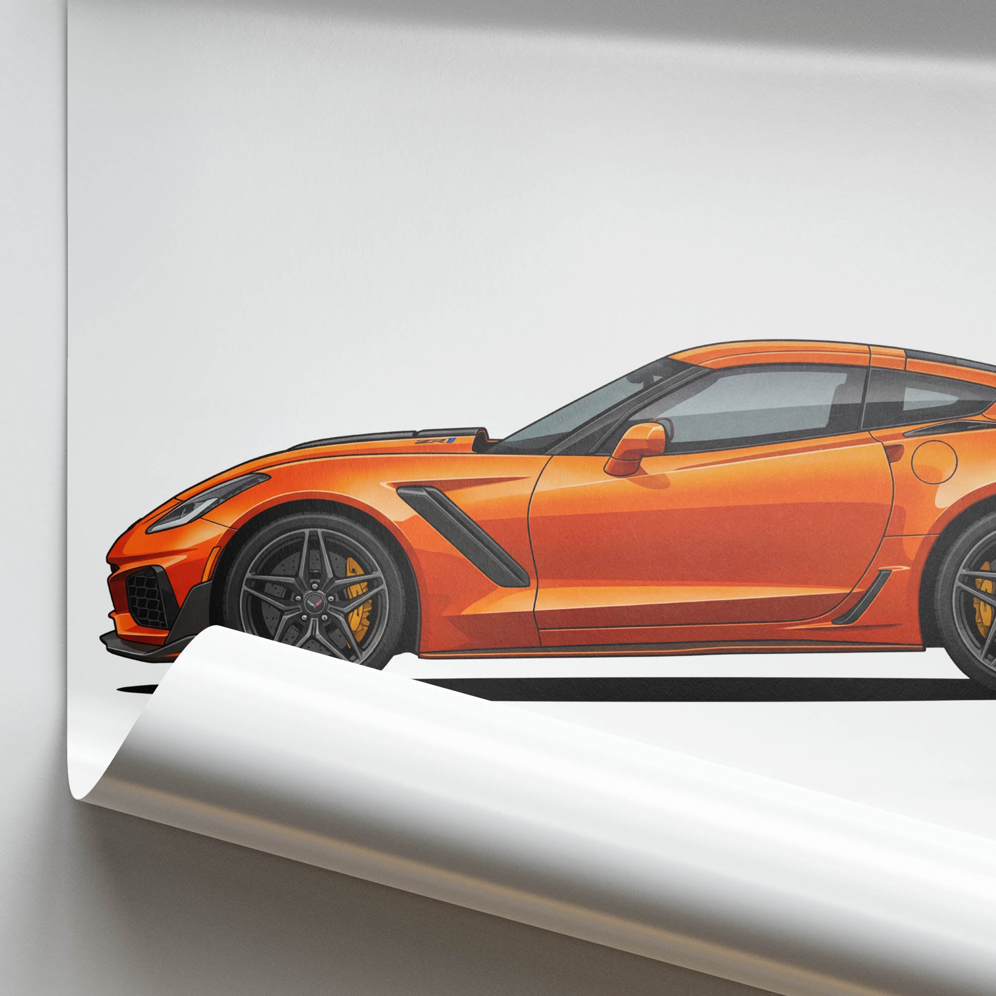 Chevrolet Corvette ZR1 Sports Car Poster - 2019 ZR1 C7 Sebring Orange Print