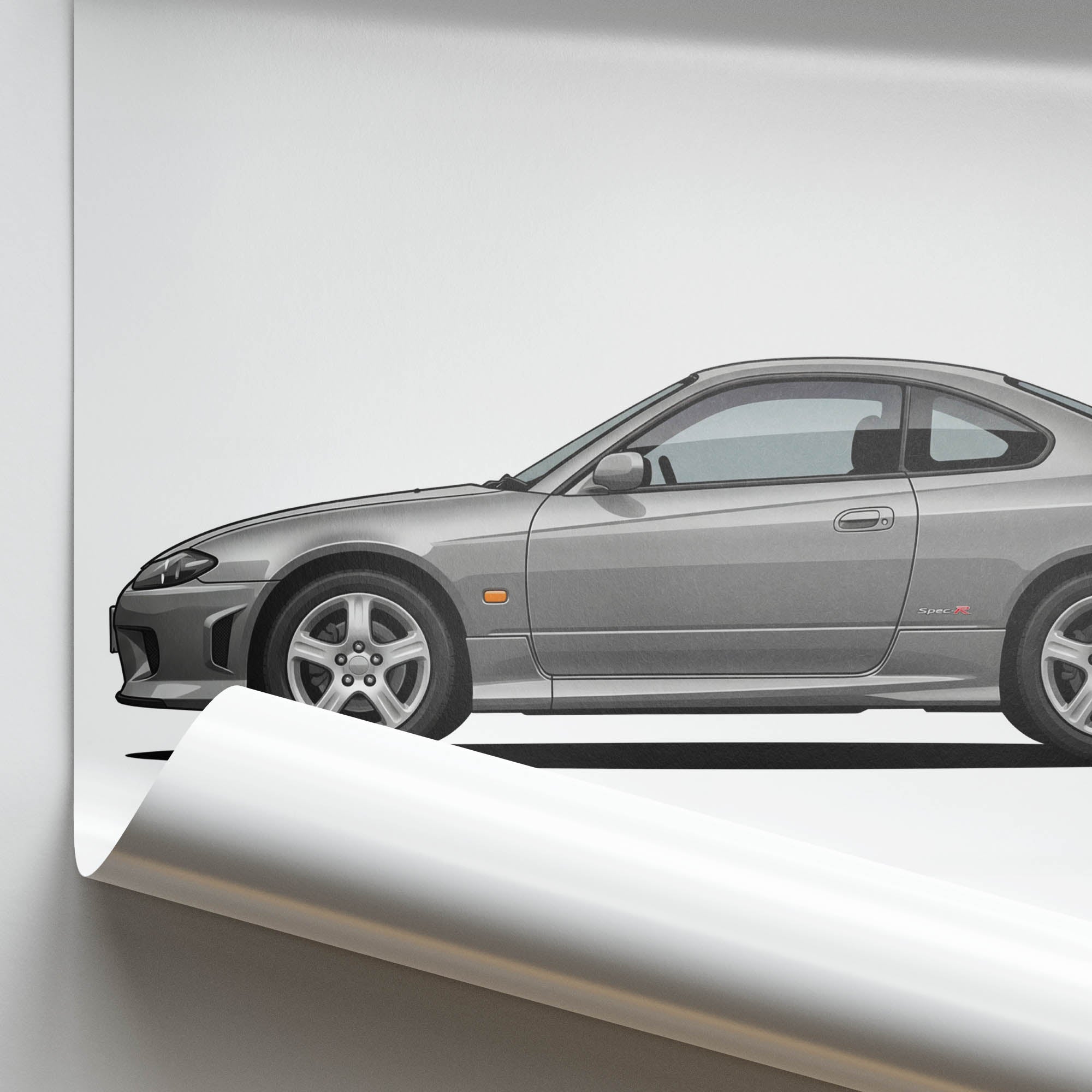 1999 Nissan Silvia Spec R S15 Pewter – Car Print (Side)