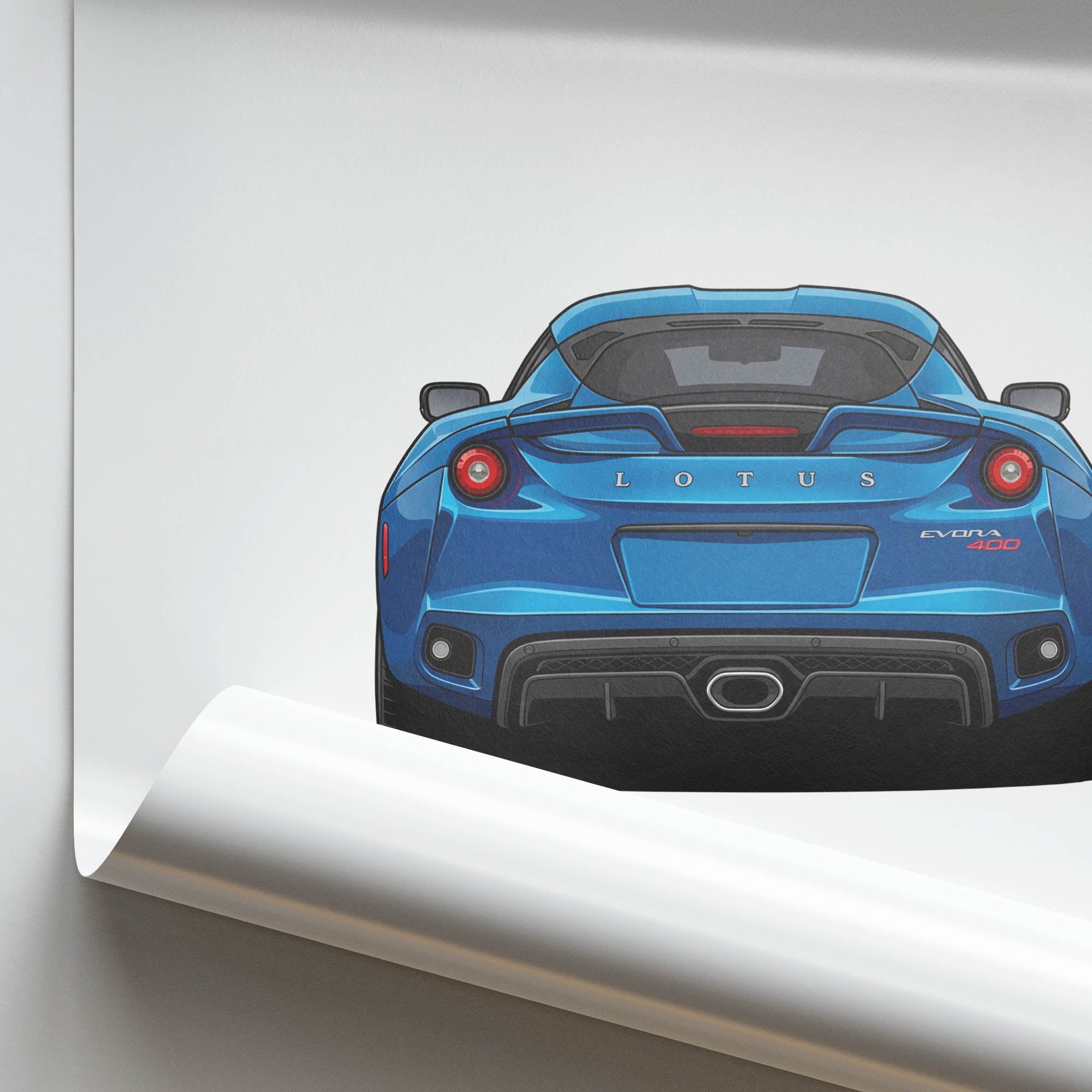 Lotus Evora Poster - 2016 Metallic Blue Car Back View Wall Art Print