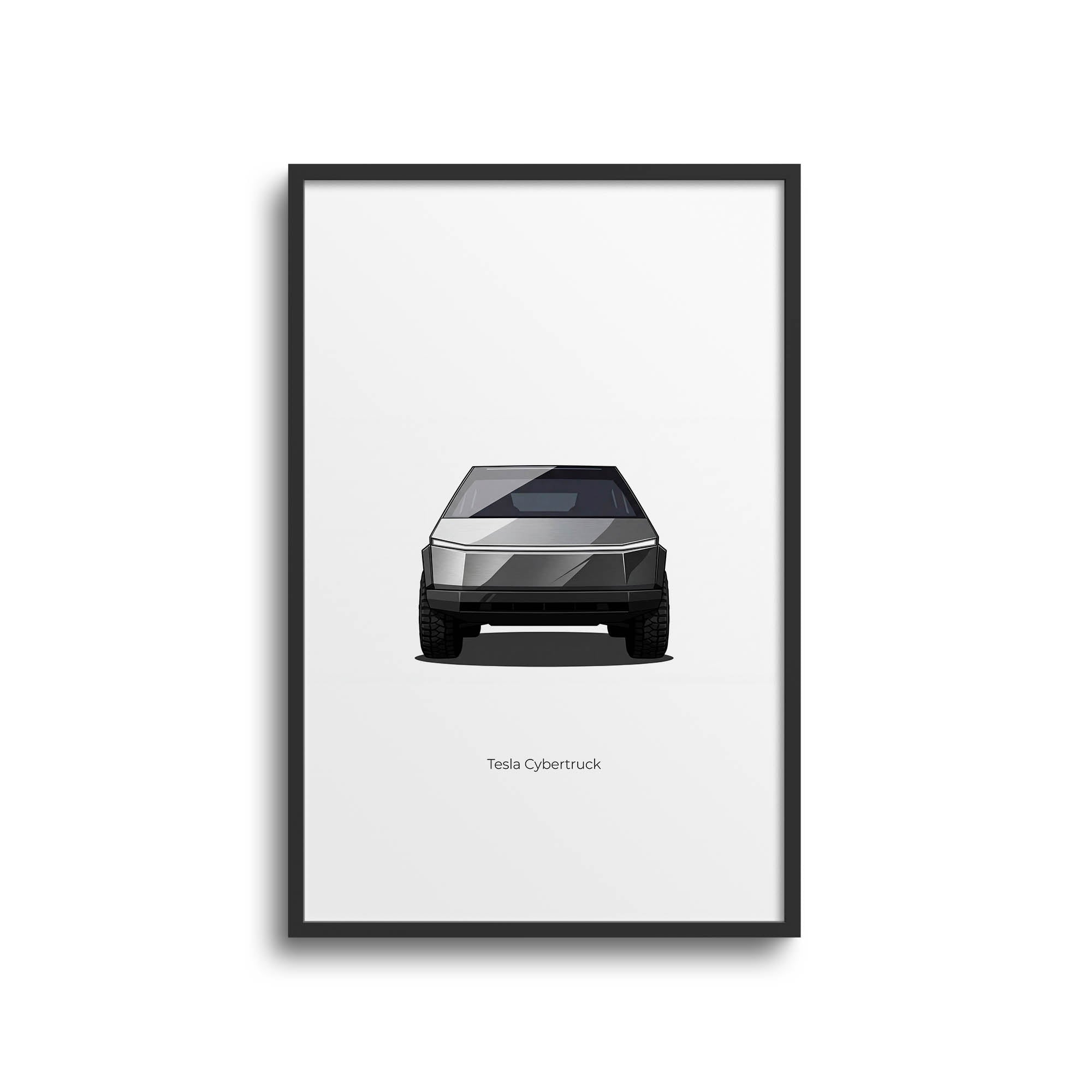 Tesla Cybertruck Poster – 2024 Stainless Steel Finish Automotive Art Print
