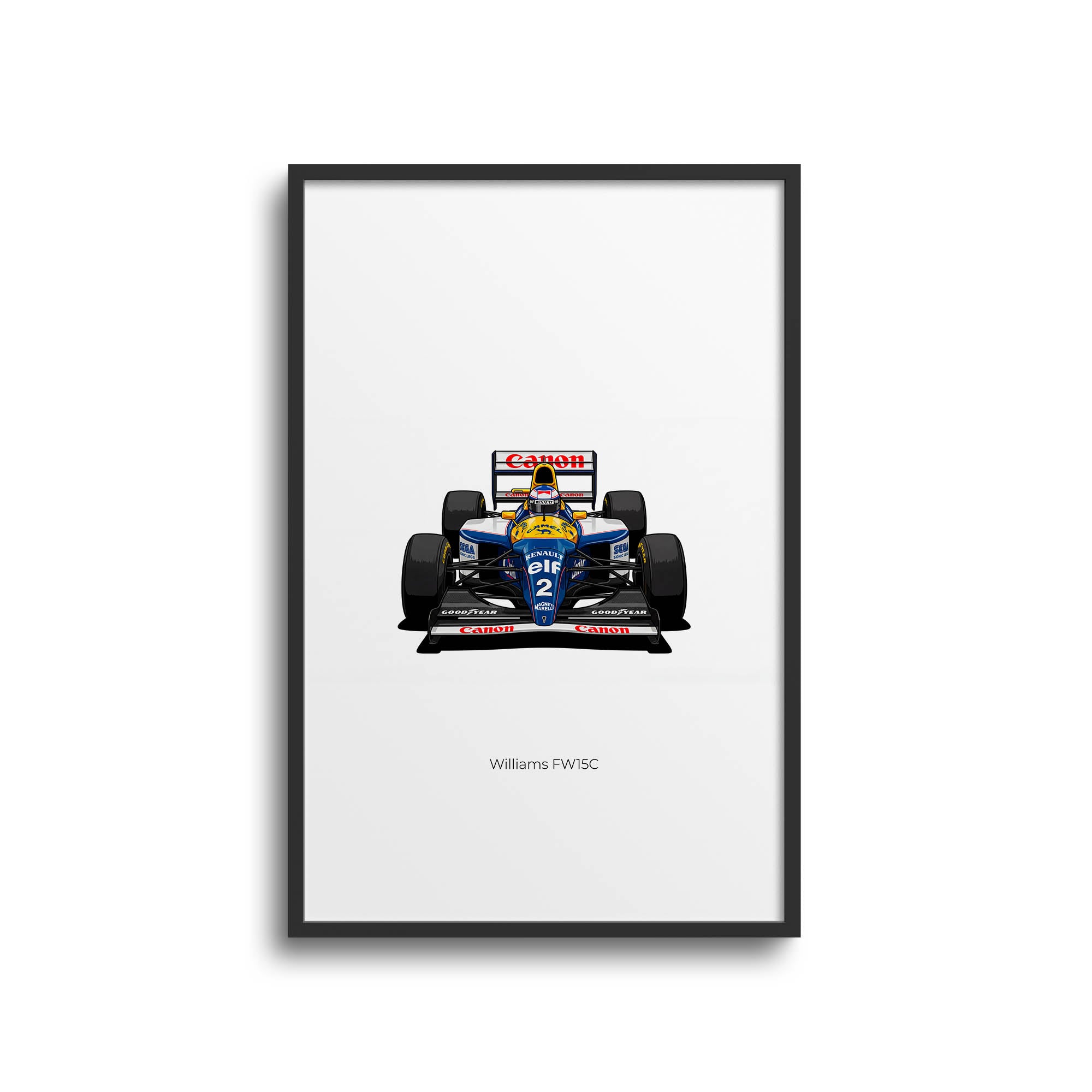 Williams Fw15C Poster - 1993 F1 Racing Print Featuring Alain Prost Canon Camel Livery
