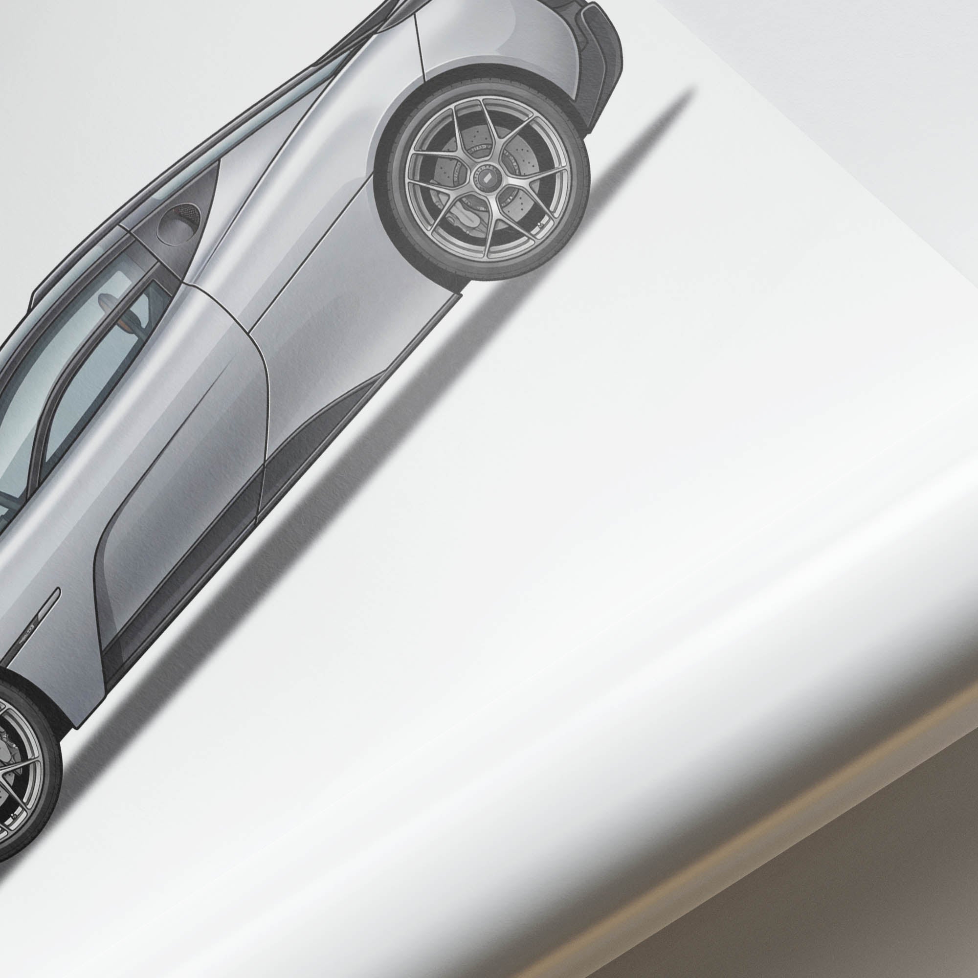GMA T50 Poster – 2023 Silver Side View Car Art Print | Limited Edition