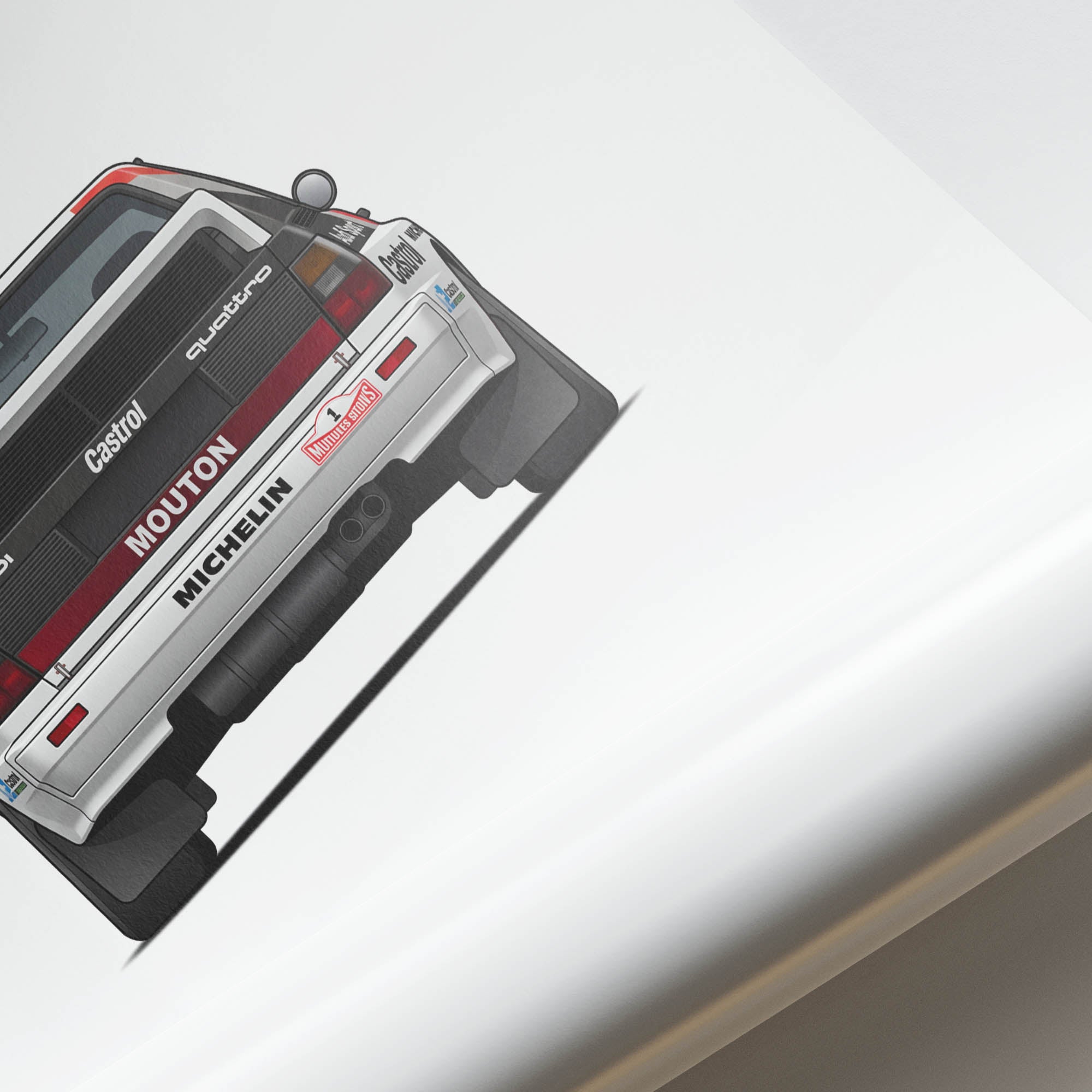 Audi Quattro Poster - 1981 Group 4 Rally Car Michele Mouton Print Black White Livery