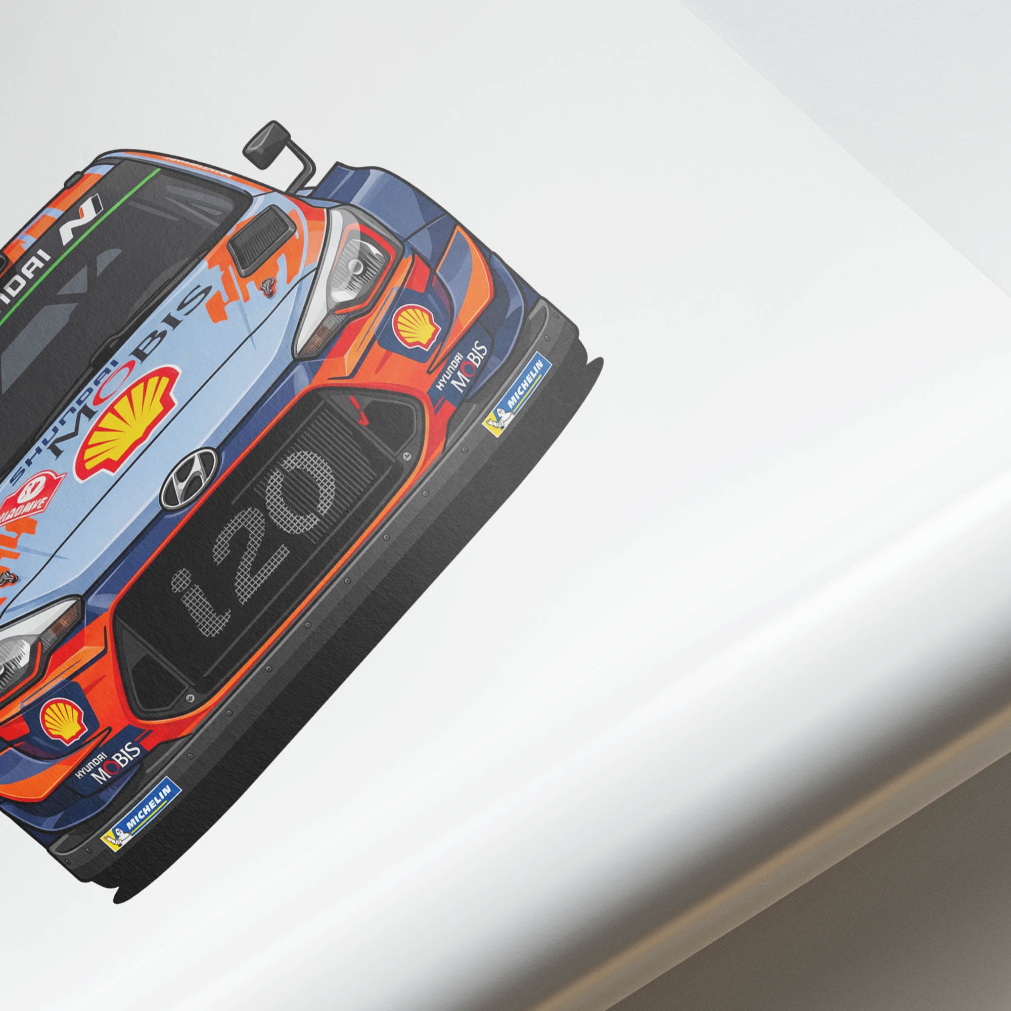 Hyundai I20 Coupe Poster – 2019 Shell Mobis Blue & Orange Livery Print