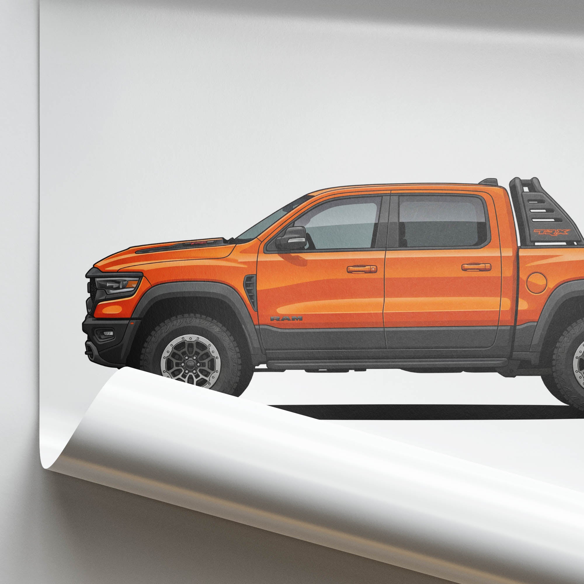 Ram 1500 Trx Poster - 2021 Ignition Orange Pickup Truck Print Artwork