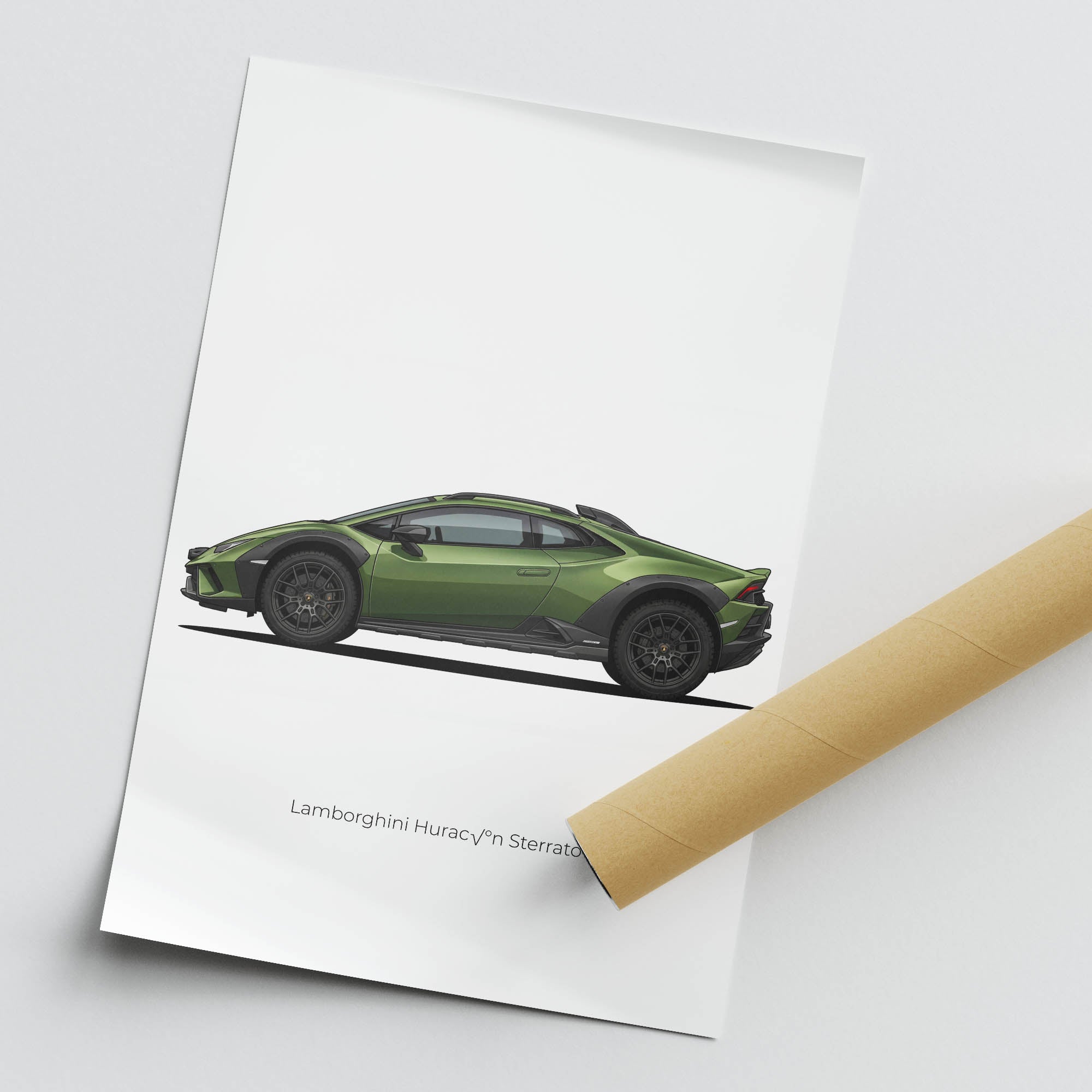 Lamborghini Huracan Sterrato 2023 Green Car Art – Exotic Sports Car Print