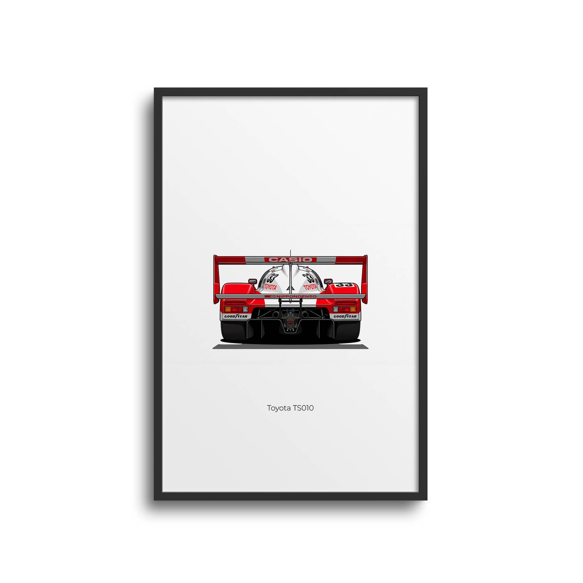 Toyota Ts010 Poster - 1992 Race Car Print With Casio Red And White Livery