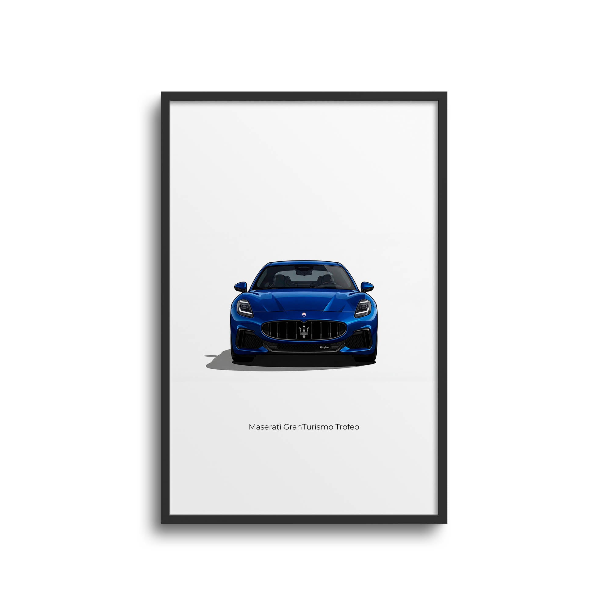 Maserati Granturismo Poster – 2024 Blu Emozione Front View Luxury Car Print