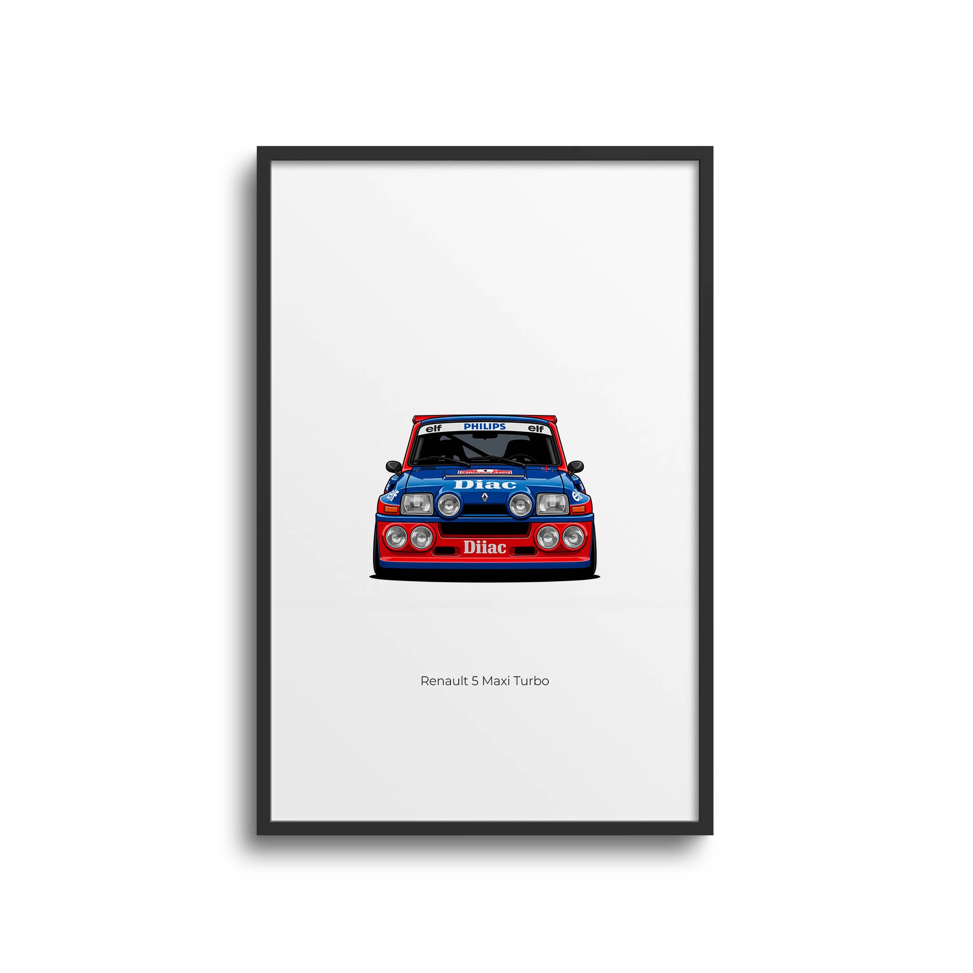 Renault 5 Maxi Turbo Poster - 1985 Blue Red Livery Vintage Racing Print