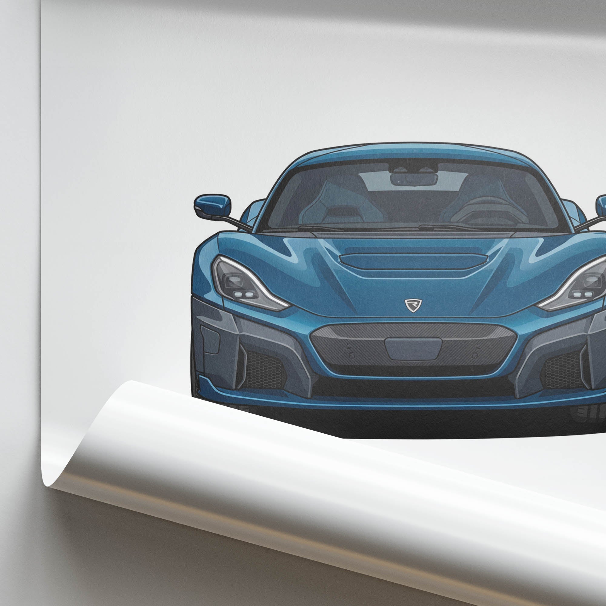 Rimac Nevera Poster – 2022 Blue Electric Supercar Artwork Print