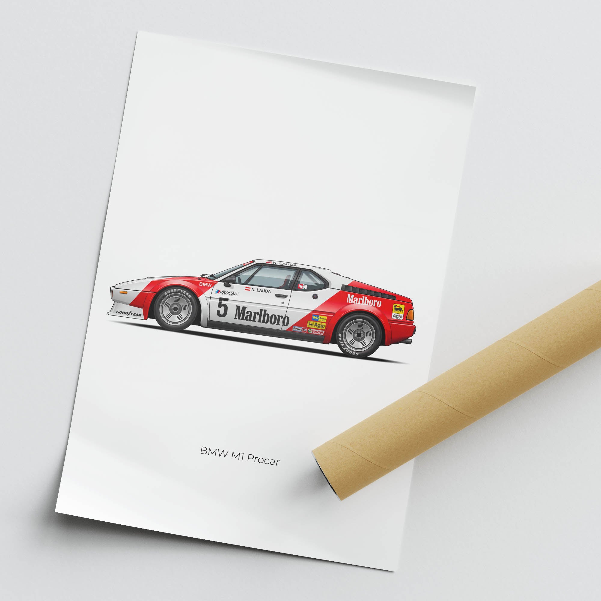 BMW M1 Procar Poster – 1979 Niki Lauda Marlboro Racing Livery Wall Art
