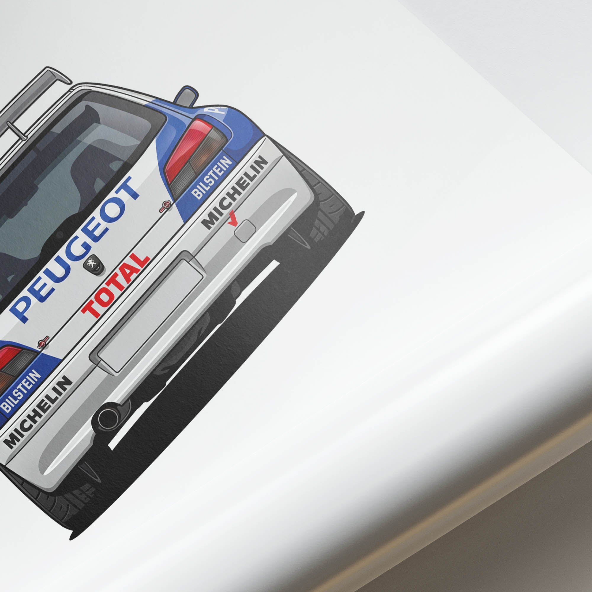 Peugeot 306 Maxi Poster - 1996 Rally Car Print With White Blue Livery