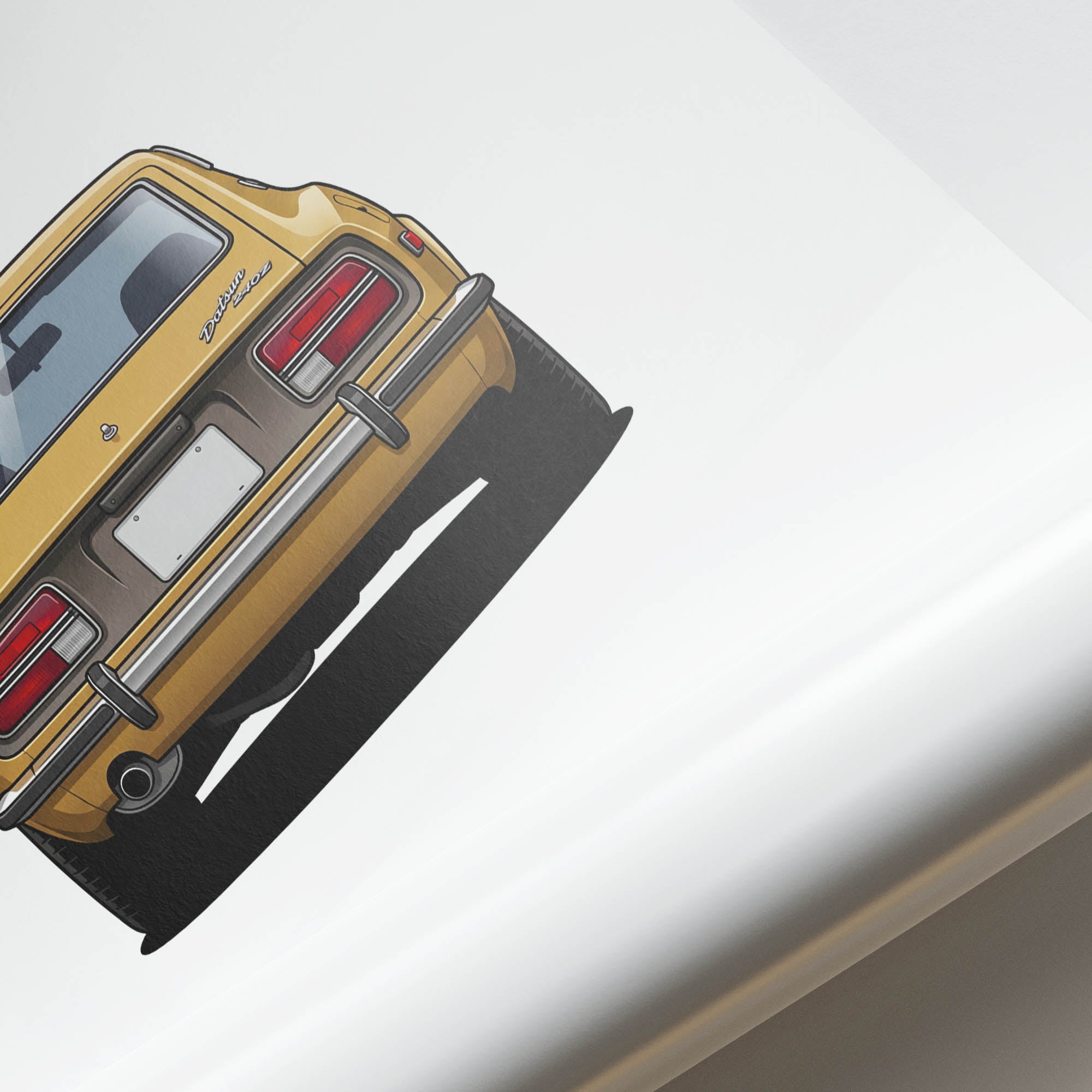 Datsun 240Z Poster – 1970 Safari Gold Vintage Car Print Wall Decor