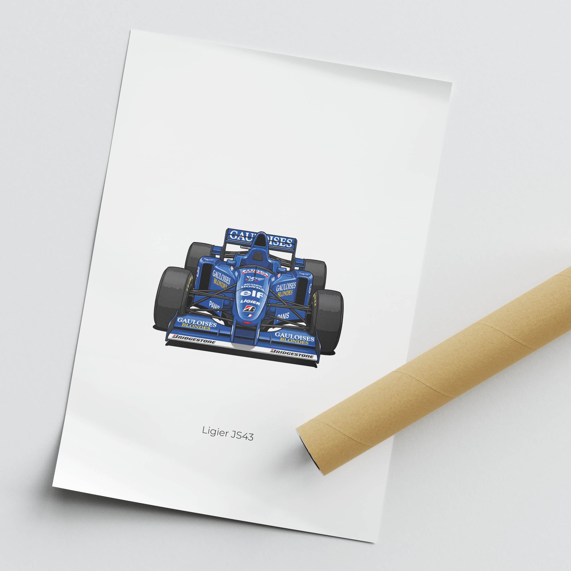 Ligier Js43 Poster – 1996 Olivier Panis Blue Livery F1 Racing Wall Art Print