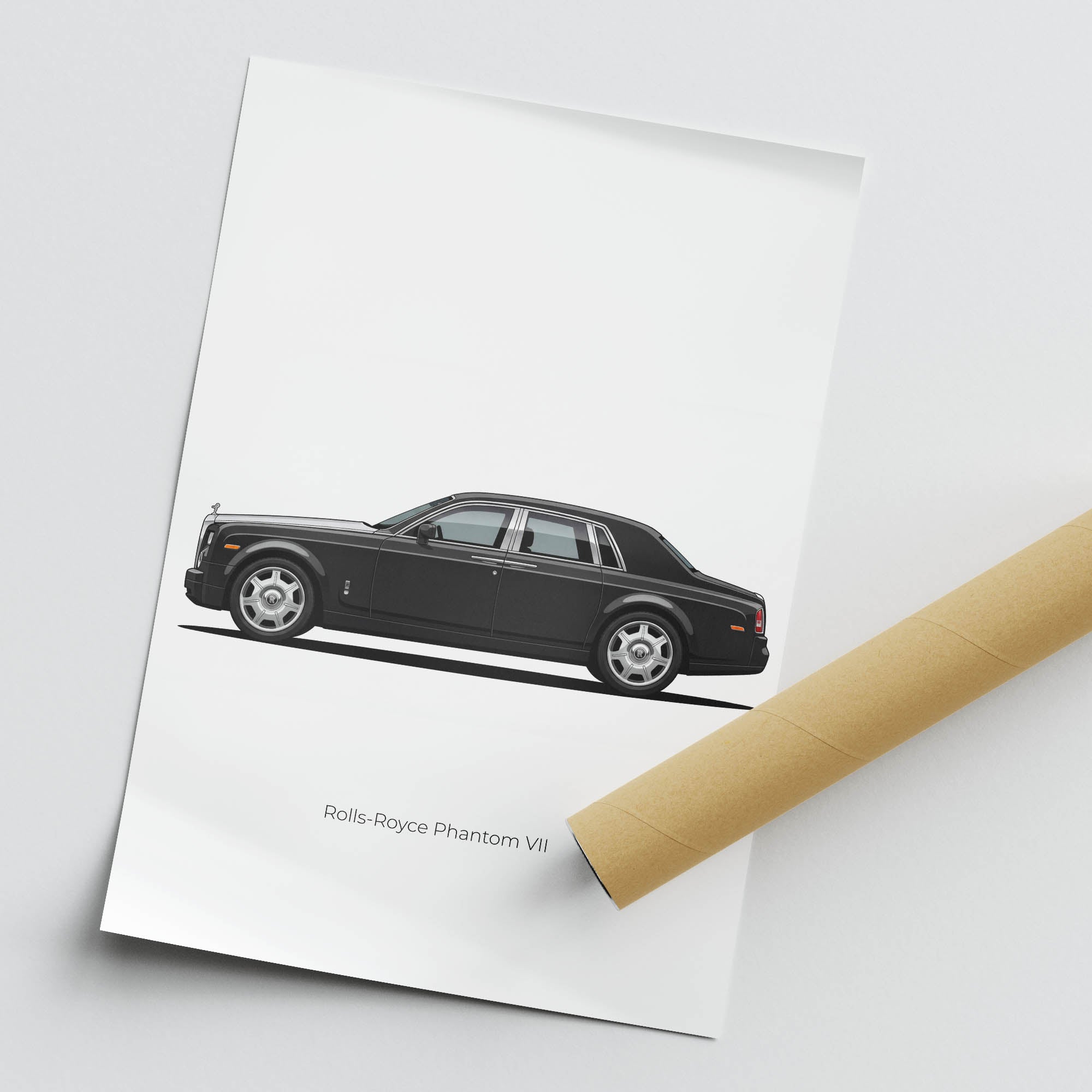 Rolls Royce Phantom Poster - Classic Car Poster With Silver Bonnet Design