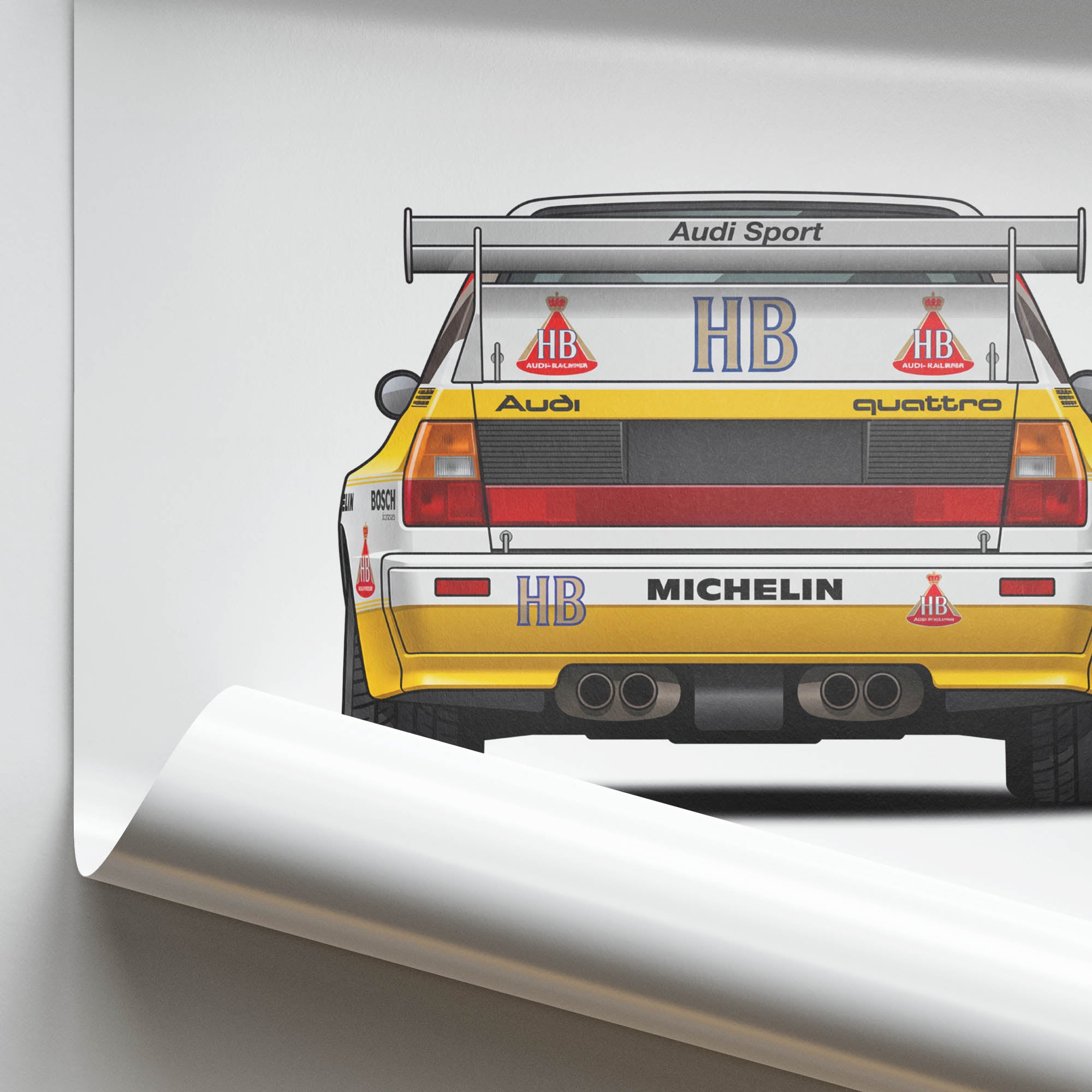 Audi Quattro Poster - 1984 Audi Quattro A2 Hb Yellow White Livery Wall Decor