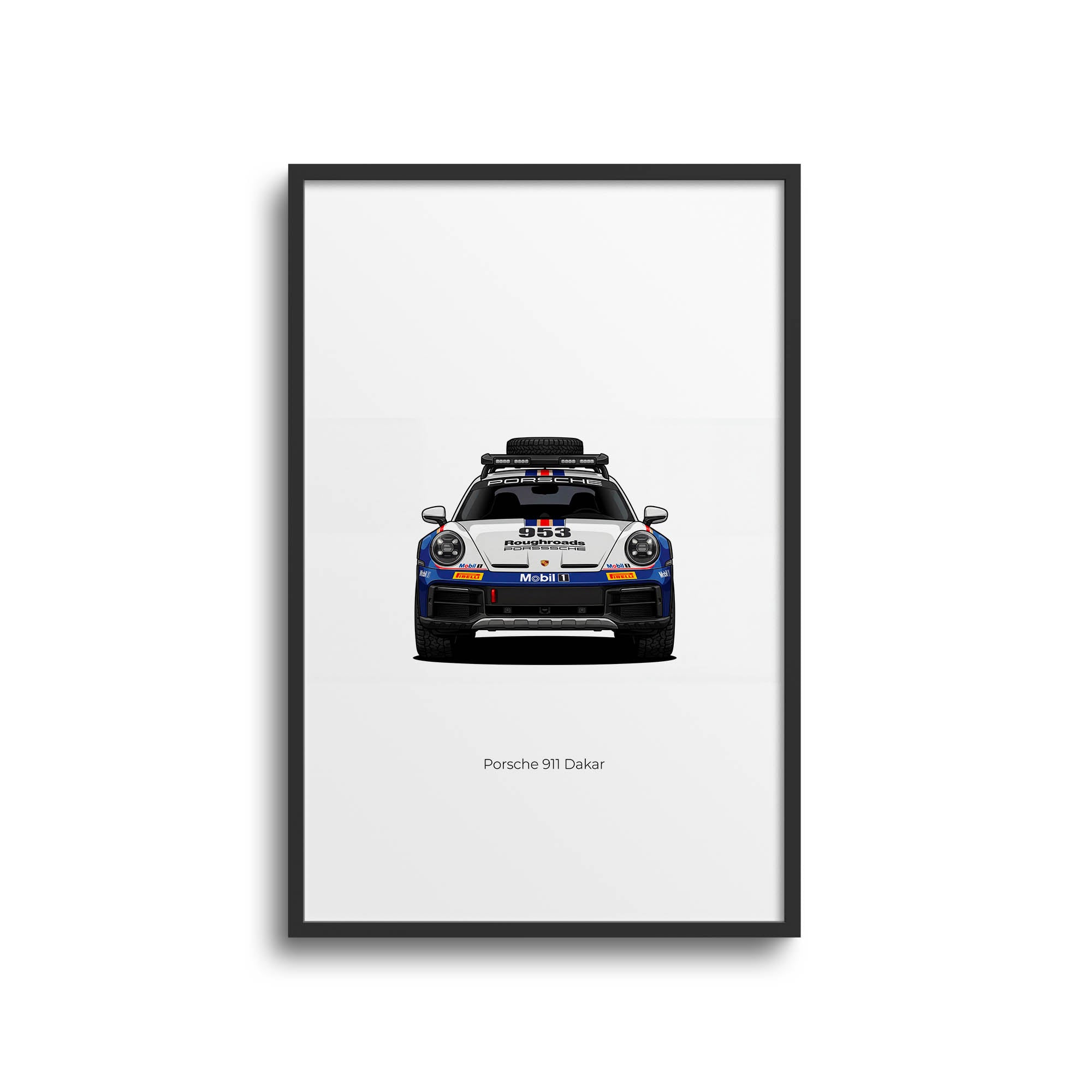 Porsche 911 Poster – 2023 White Blue Racing Car Wall Art Print