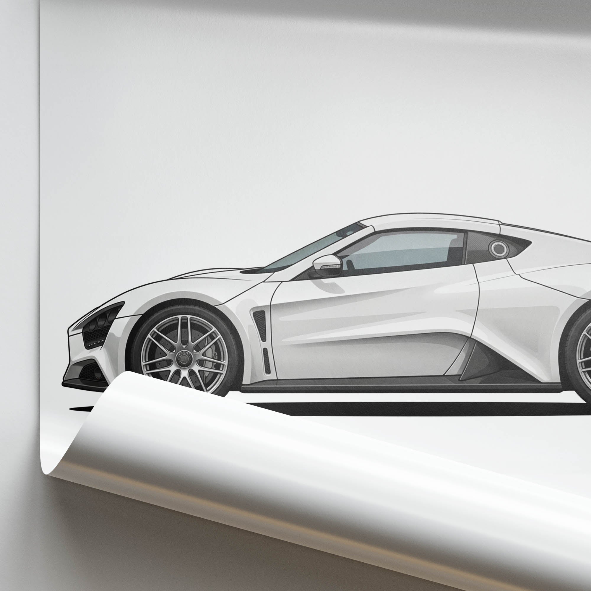 Zenvo St1 Poster - 2009 White Sports Car Print | Limited Edition Wall Art