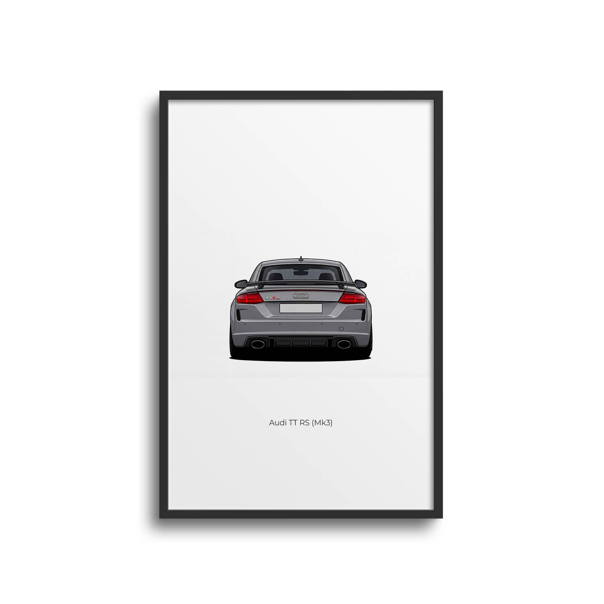 Audi TT RS Poster - 2018 Nardo Grey Sports Car Rear View Print