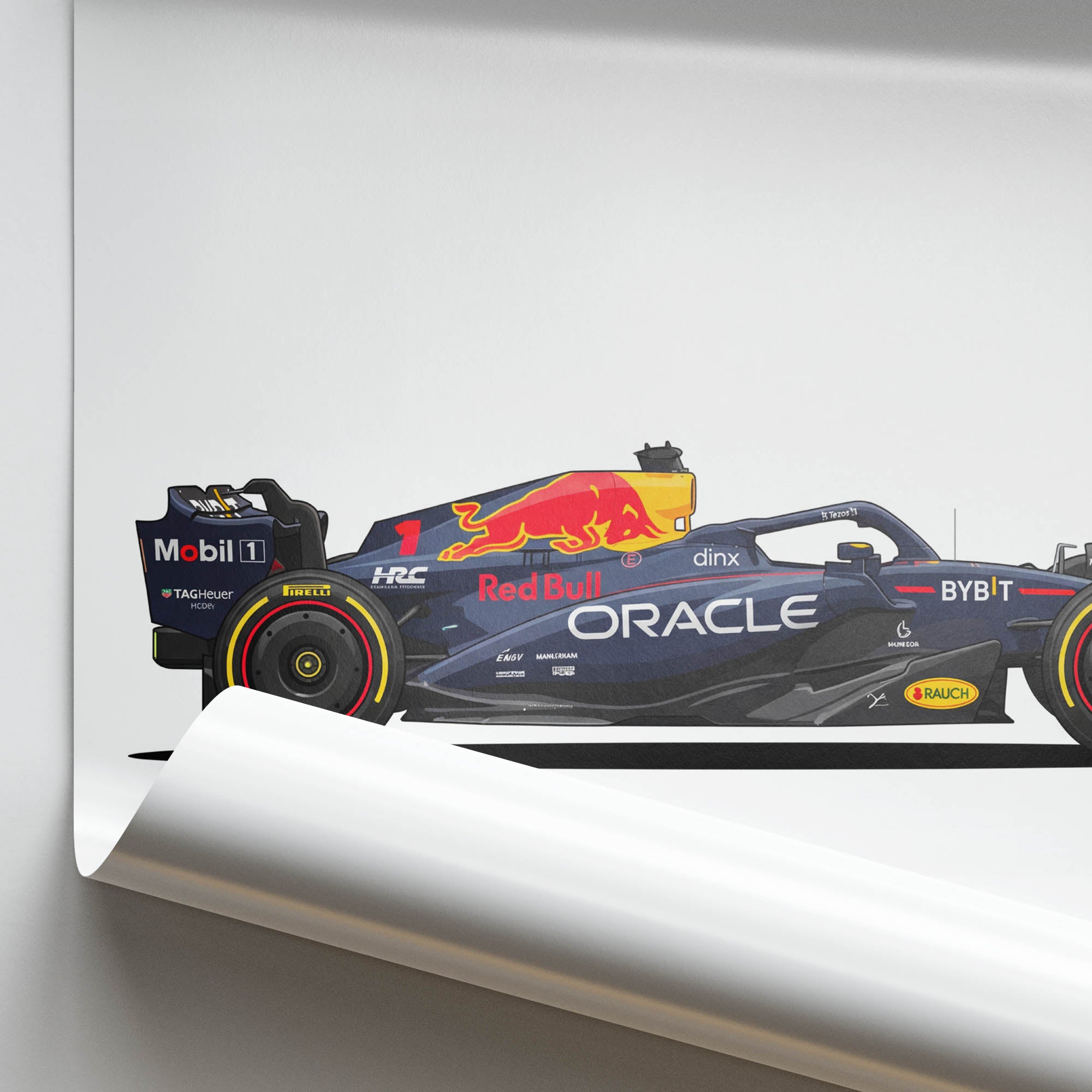 2024 Red Bull RB20 Max Verstappen Navy – Car Print (Side)