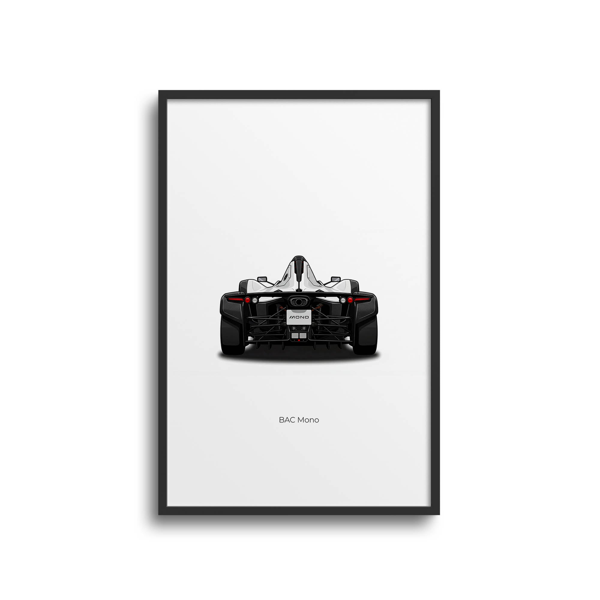 Bac Mono Poster - 2011 Black White Car Back View Print | Automotive Wall Art