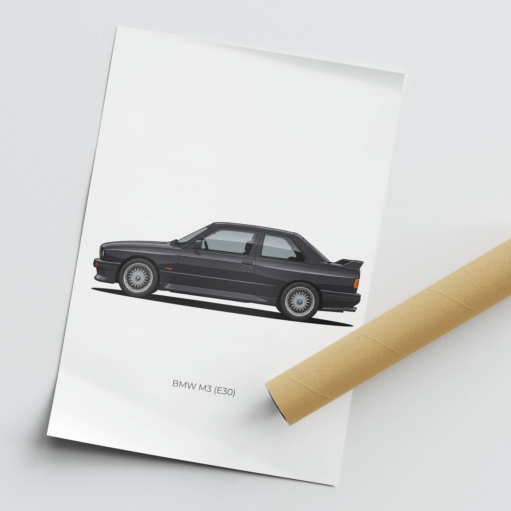 BMW M3 E30 Poster - 1987 Diamond Black Metallic Classic Car Wall Art