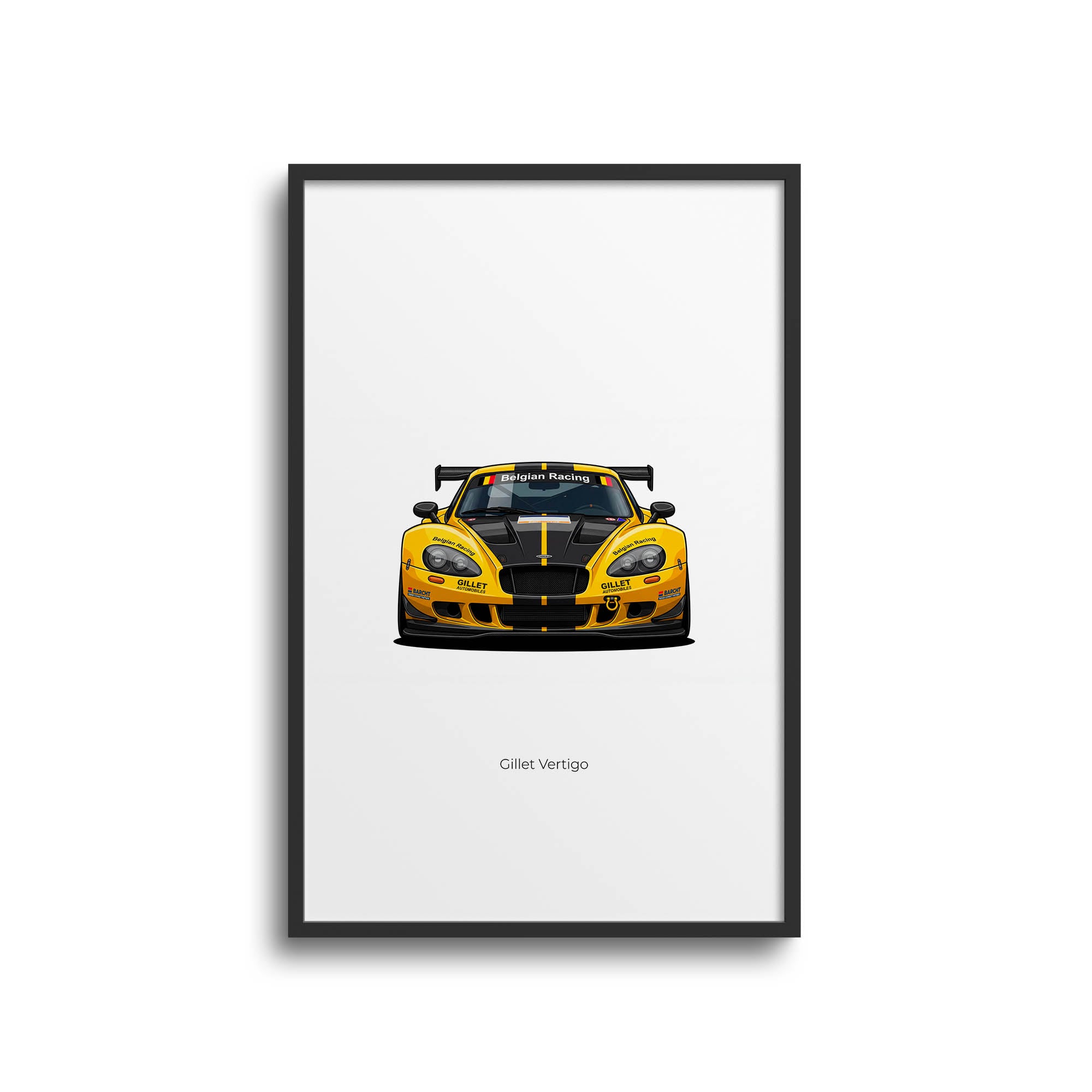 Gillet Vertigo Poster - 2000 Belgian Racing Car Yellow & Black Livery Print