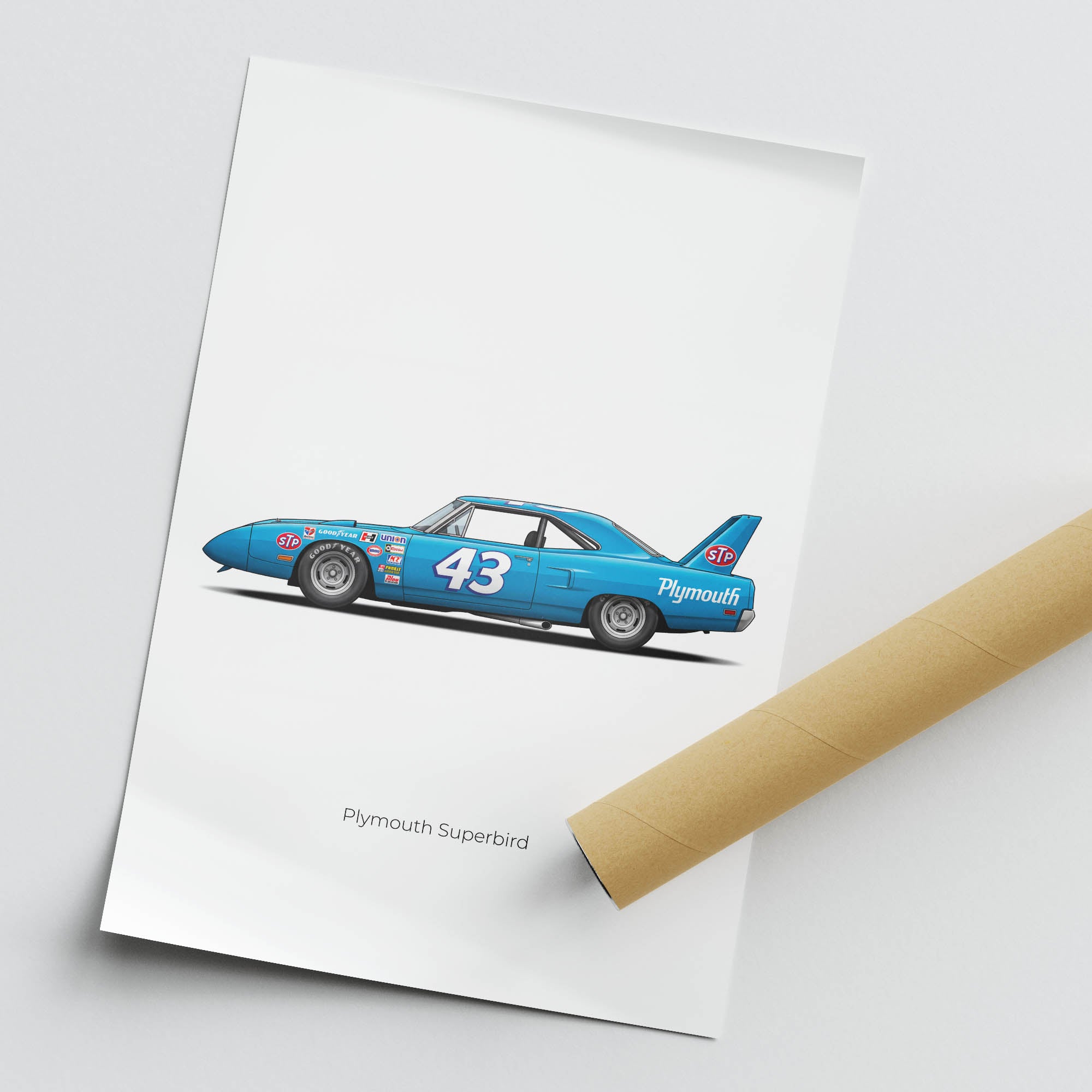 1970 Plymouth Superbird Richard Petty – Car Print (Side)