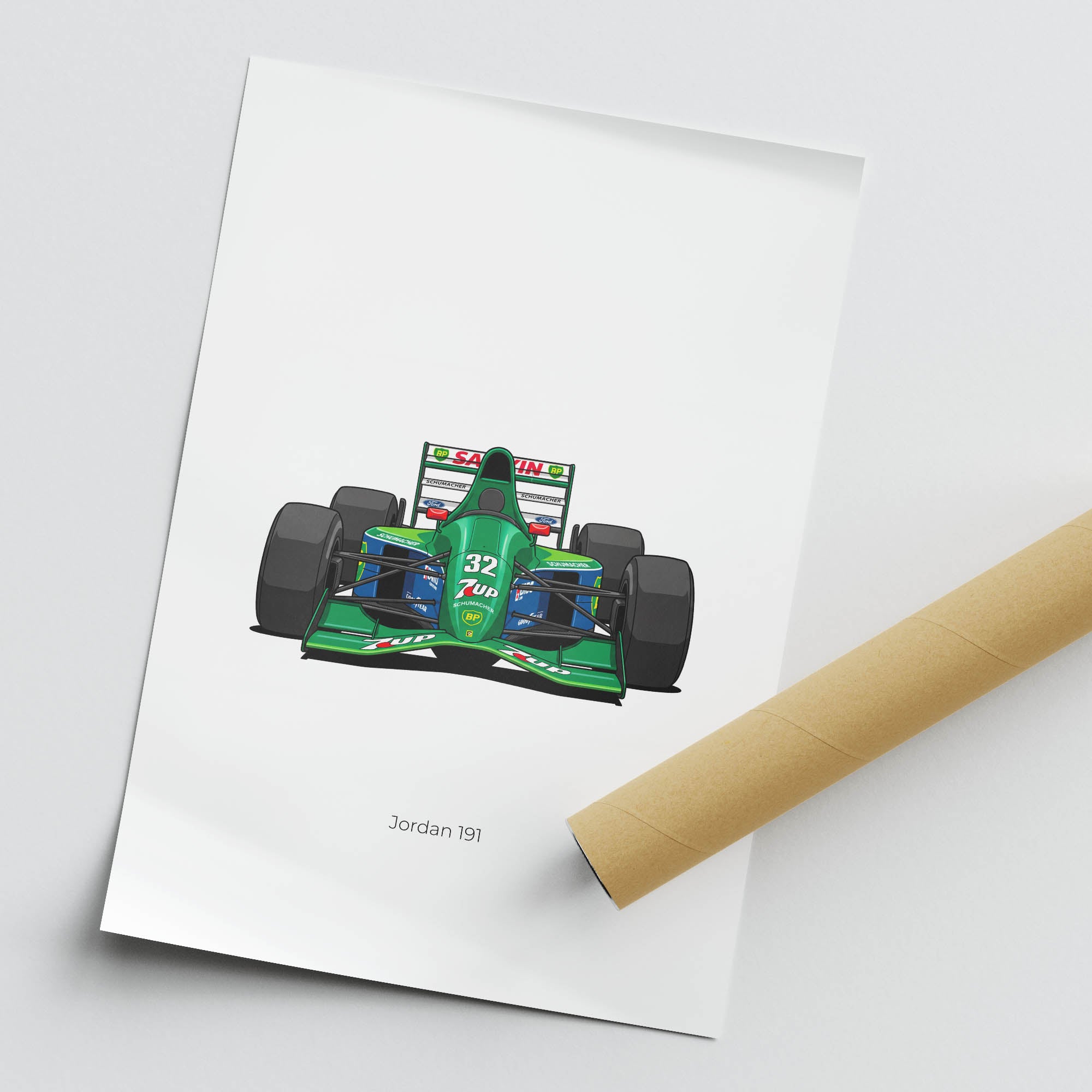 Jordan 191 Poster - 1990 Michael Schumacher Green Livery F1 Racing Print