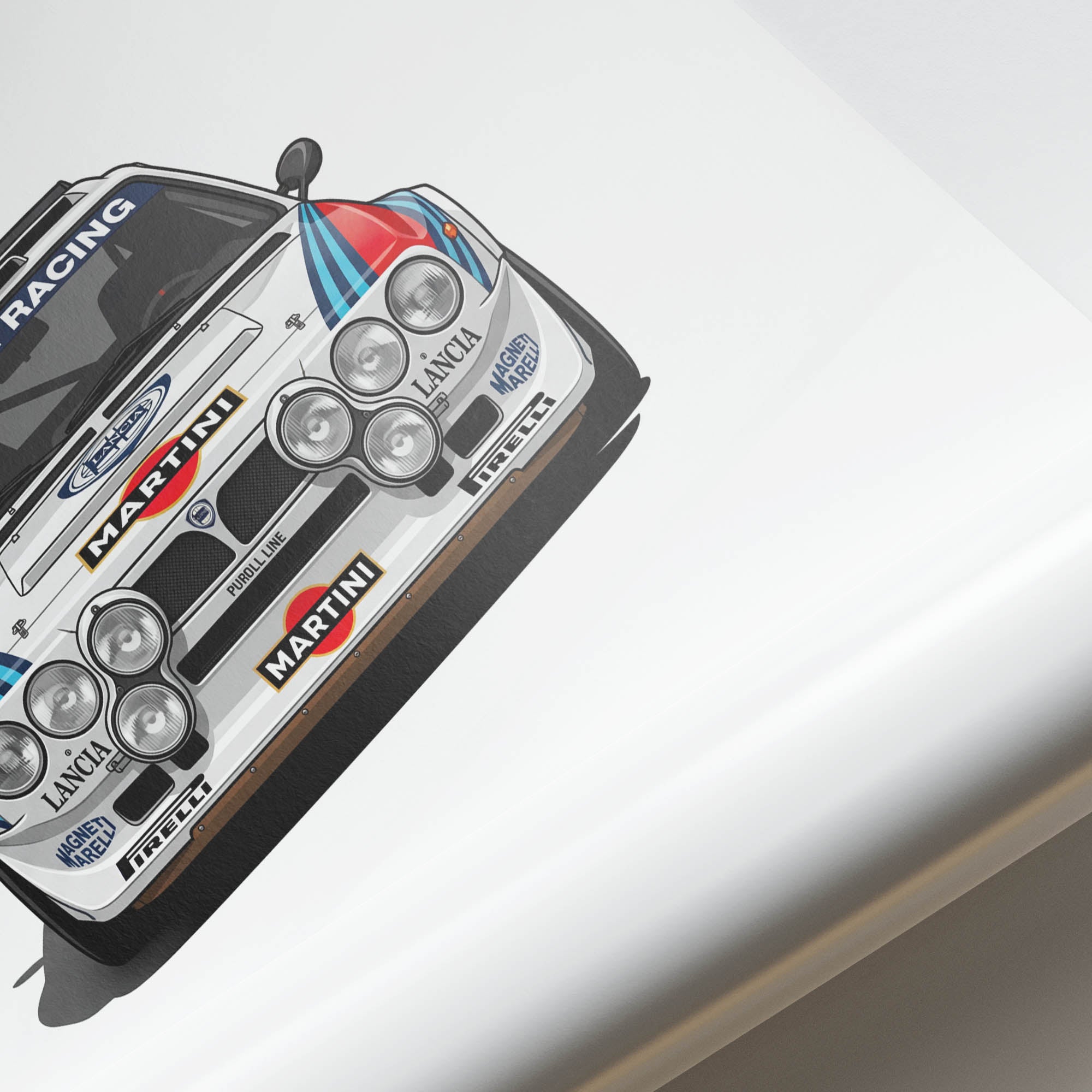 Lancia Delta S4 Poster – 1986 Martini Racing Rally Car Print | Front View Wall Art