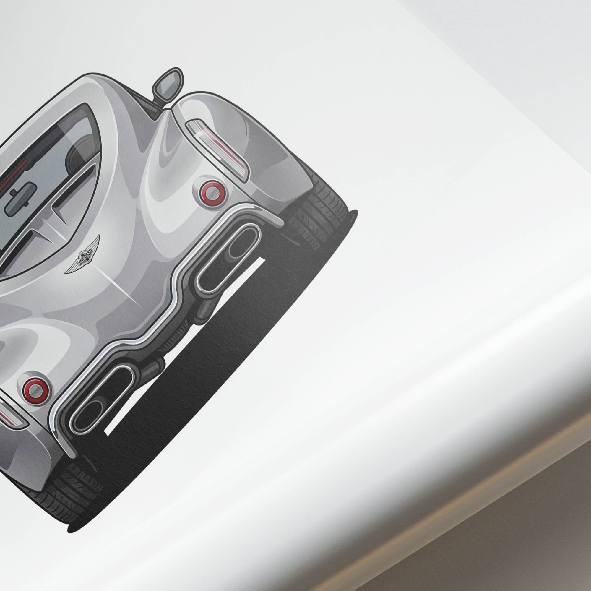 Morgan Aero Supersports Poster - 2010 Silver Back View Classic Car Print