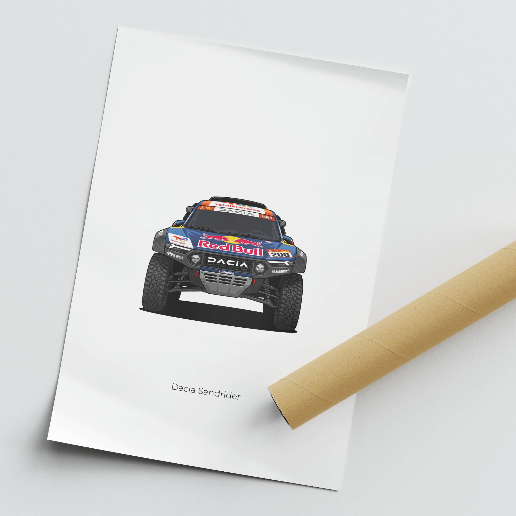 Dacia Sandrider Poster – 2025 Racing Livery Red Bull Rally Car Print