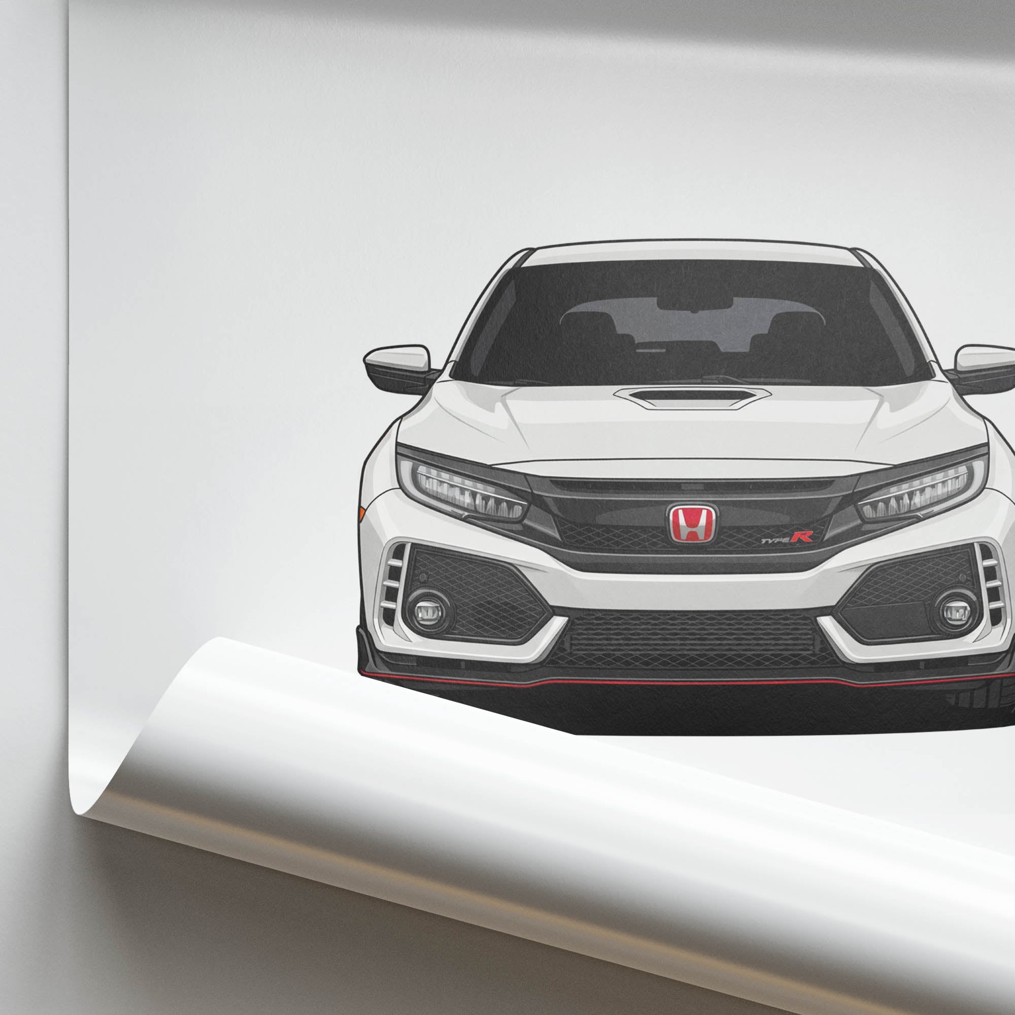 Honda Civic Type R Poster - 2017 FK8 Championship White Front View Print