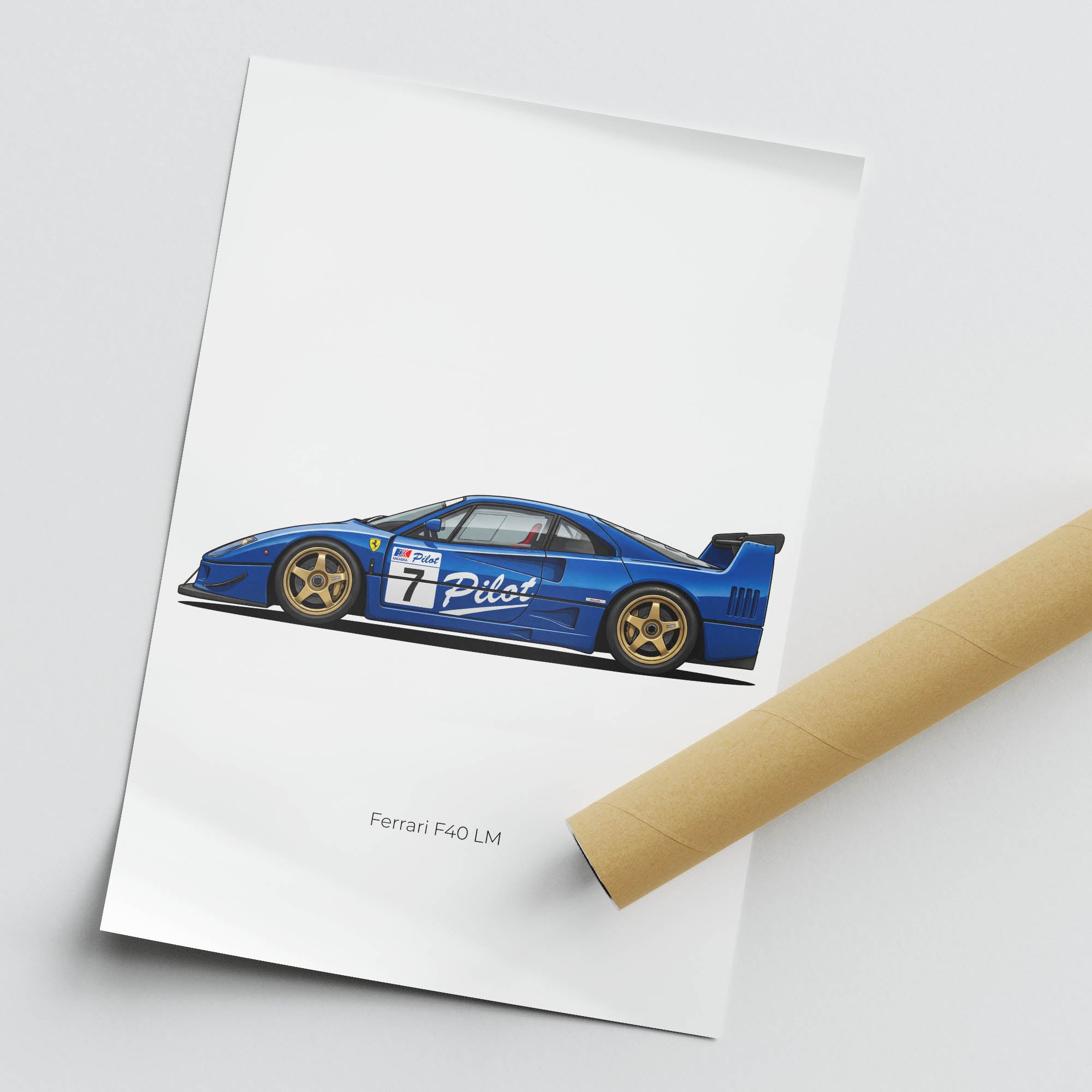 1995 Ferrari F40 LM Pilot – Car Print (Side)